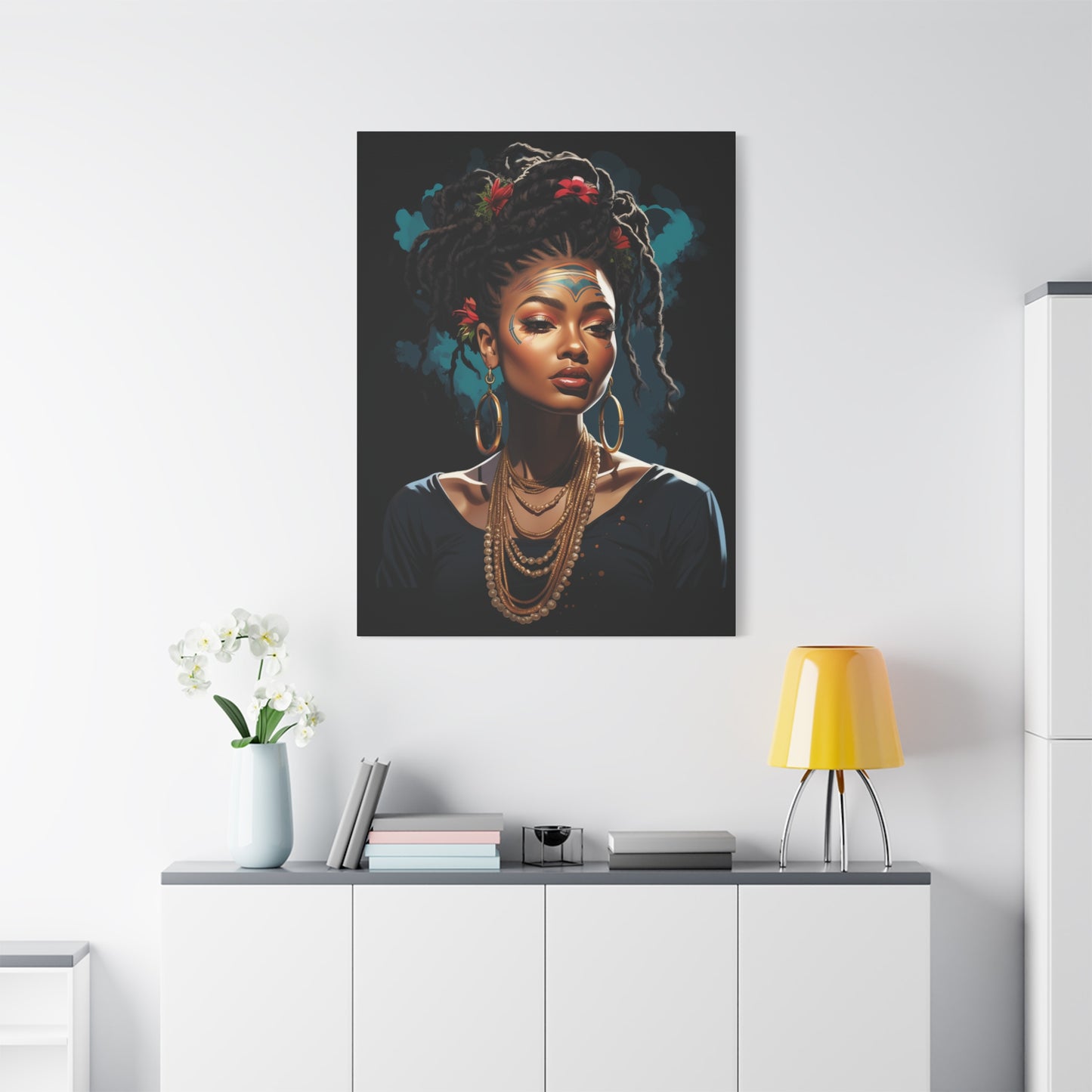 Bohemian Wall Art Canvas, Stunning Portrait Decor, Home Decoration, Unique Gift for Art Lovers, African Inspired Artwork, Living Room - VYBE Shop