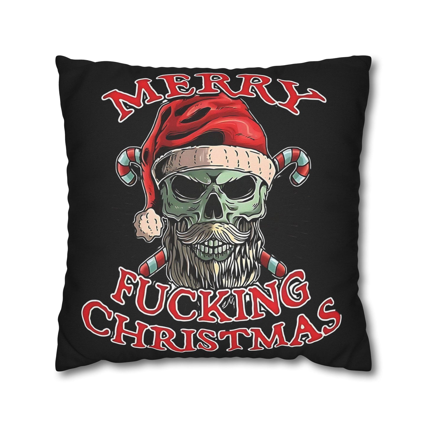 Gothic Christmas Pillowcase - Merry F***ing Christmas Cushion Cover, Edgy Holiday Decor & Unique Gift - VYBE Shop