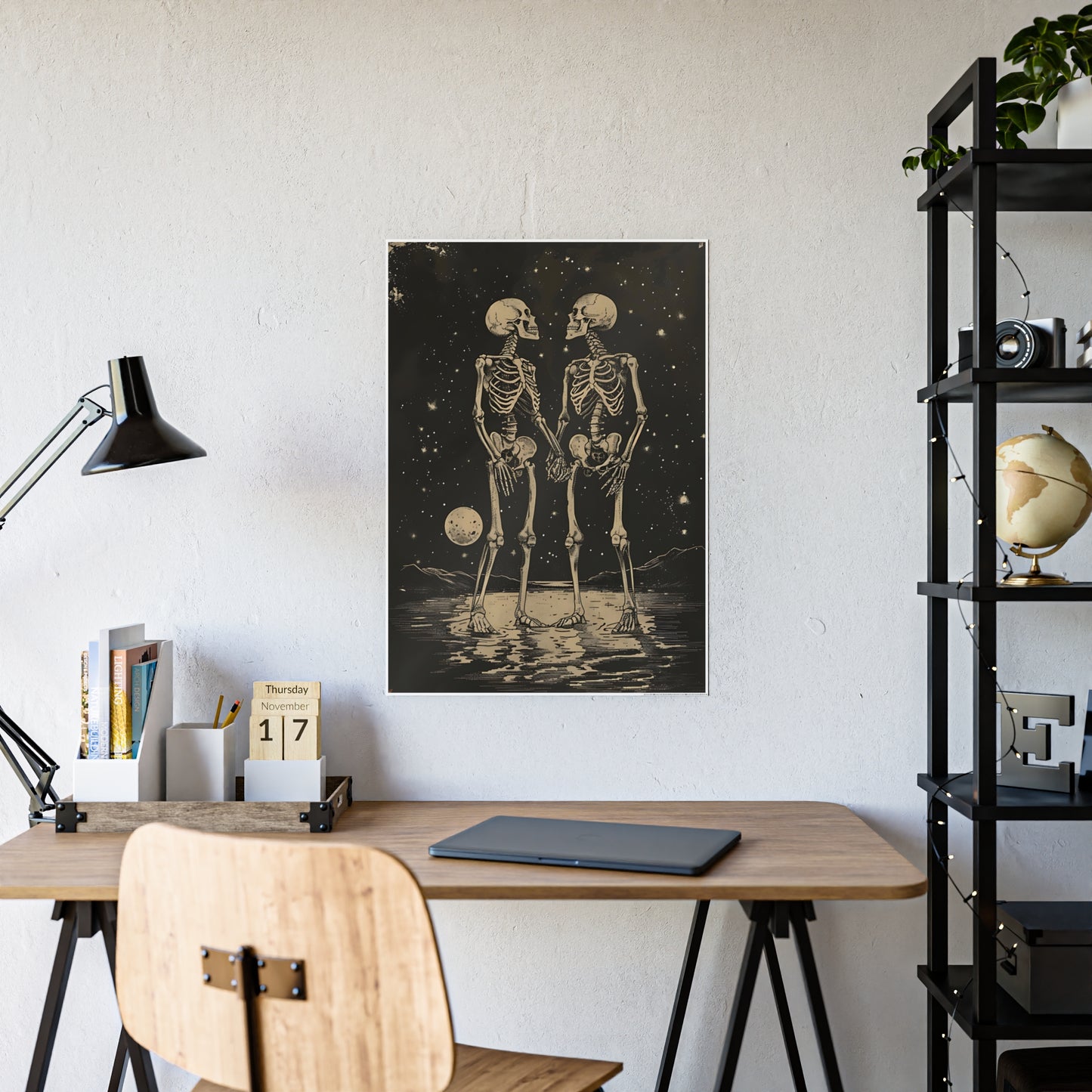 Skeleton Lovers Poster - Dark Aesthetic Decor and Gothic Home Accents - VYBE Shop