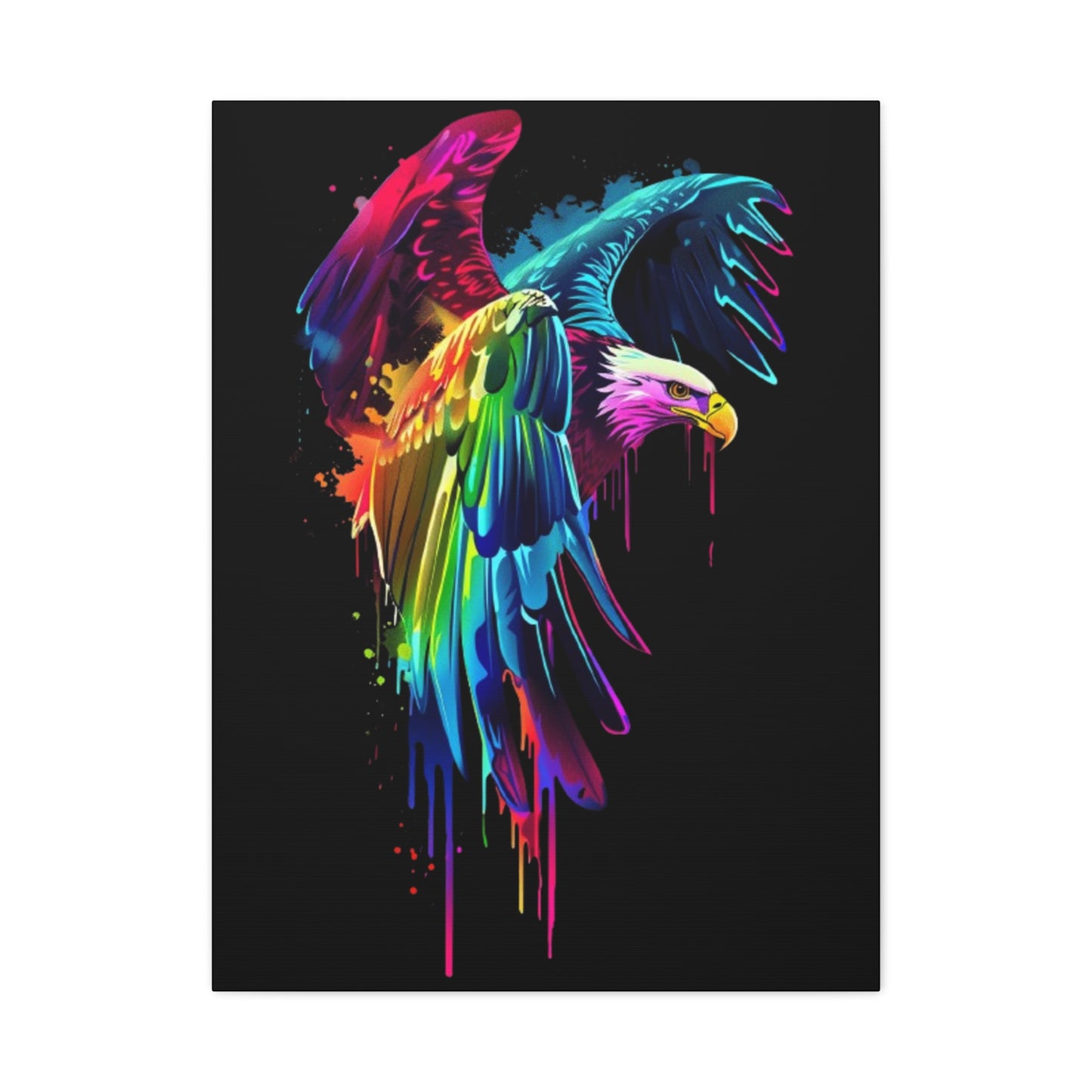 Neon Eagle Canvas Art, Colorful Wall Decor, Animal Lover Gift, Rainbow Decor, Home Sweet Home, Colorful Eagle Painting - VYBE Shop