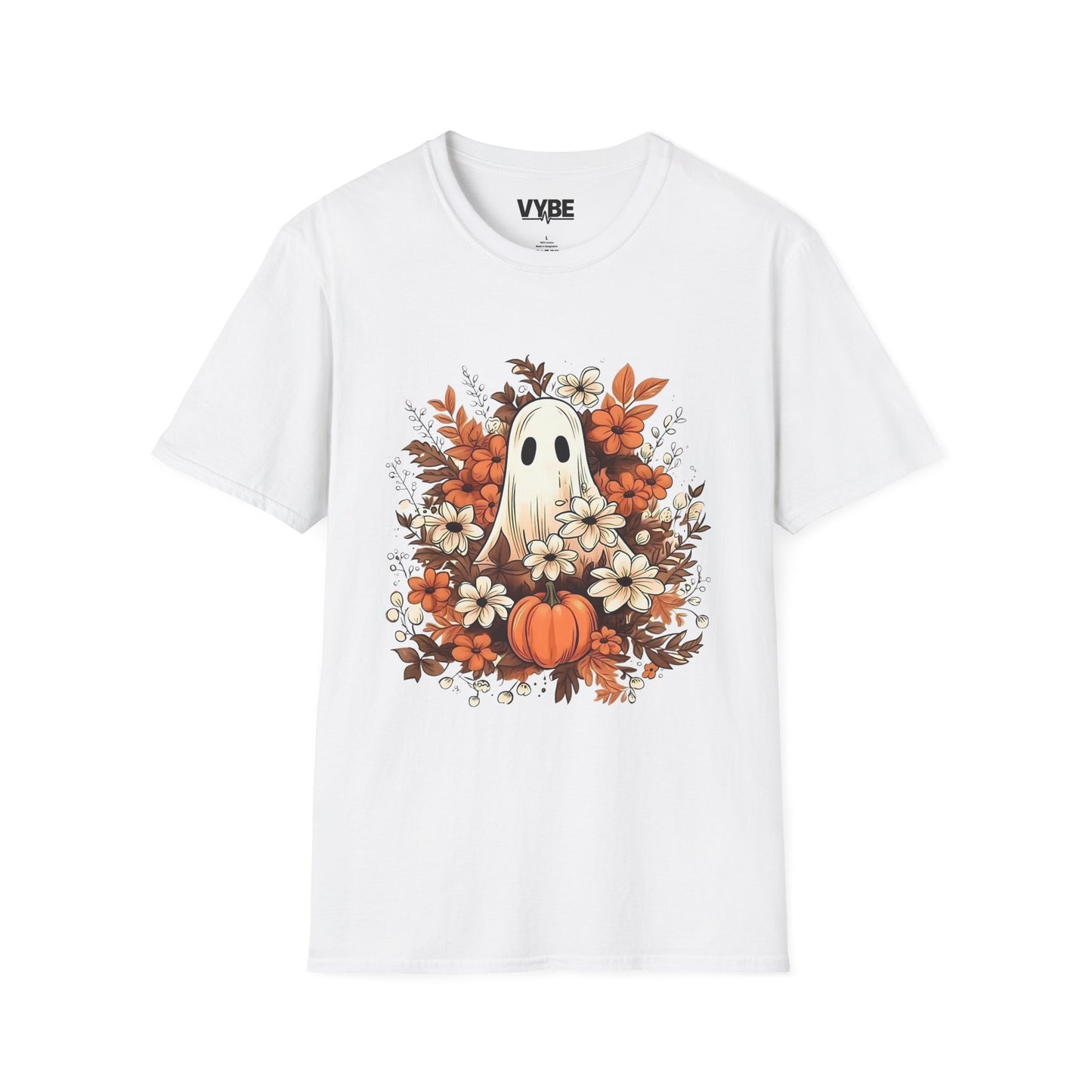 Fall- Ghost Unisex T-Shirt, Fall Apparel, Halloween Tee, Cute Pumpkin Shirt, Cozy Fall Fashion, Gift Idea for Halloween Lovers - VYBE Shop