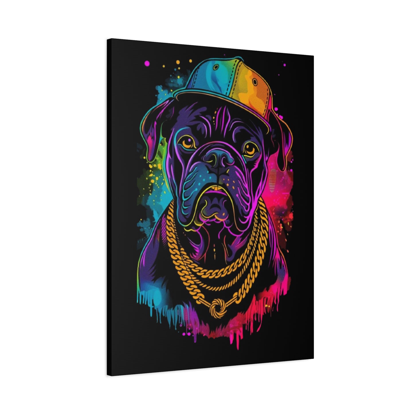 Neon Dog In Chain Matte Canvas, Stretched, 1.25" - VYBE Shop