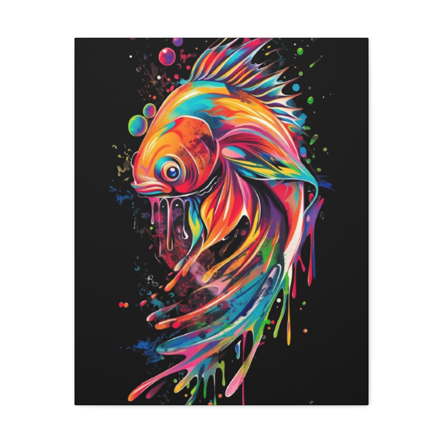 Neon Fish Canvas Art, Colorful Wall Decor, Artistic Home Accent, Gift for Fish Lovers, Unique Ocean Decor, Bright and Cheerful Wall Art - VYBE Shop