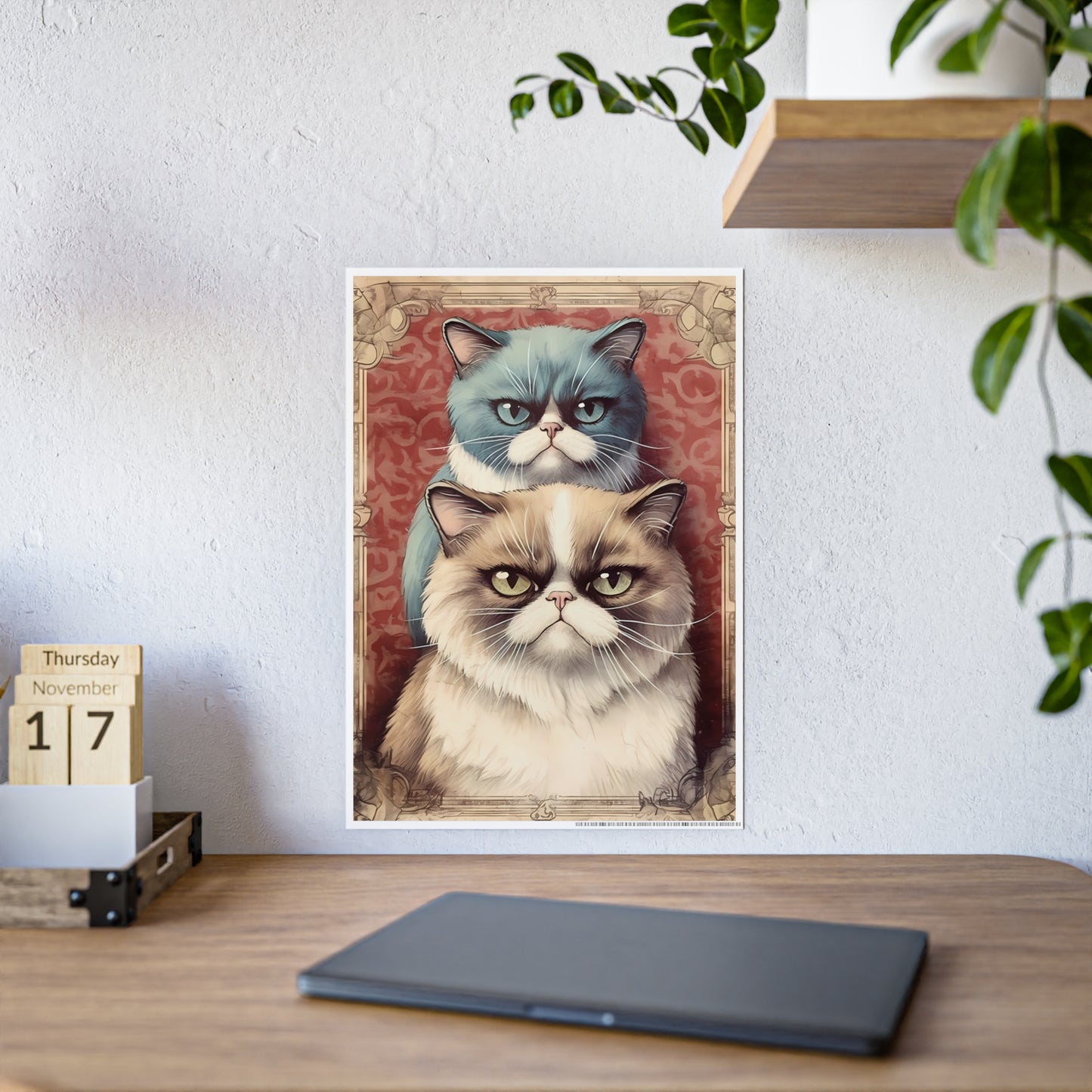 Cute Cat Art Poster, Cat Lover Gift - VYBE Shop