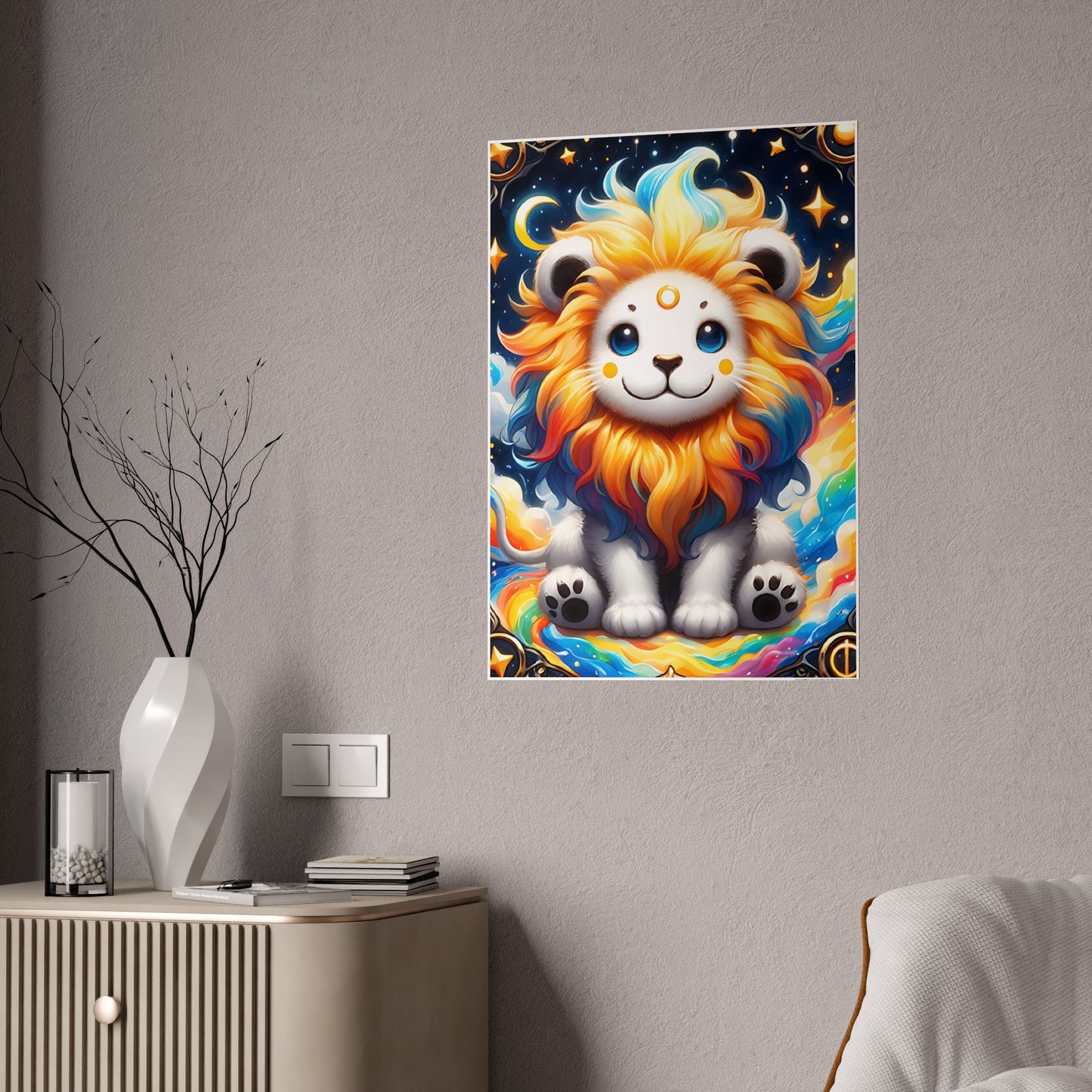 Cute Lion Wall Decor - Colorful Art Gloss Poster for Vibrant Home Decor - VYBE Shop