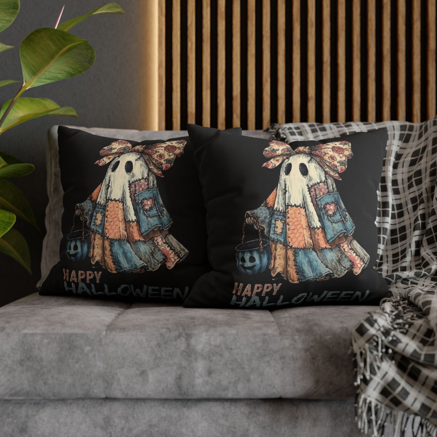 Halloween Ghost Pillowcase, Decorative Cushion Cover, Spooky Home Decor, Fall Gift, Cozy Halloween Accent, Autumn Decoration - VYBE Shop