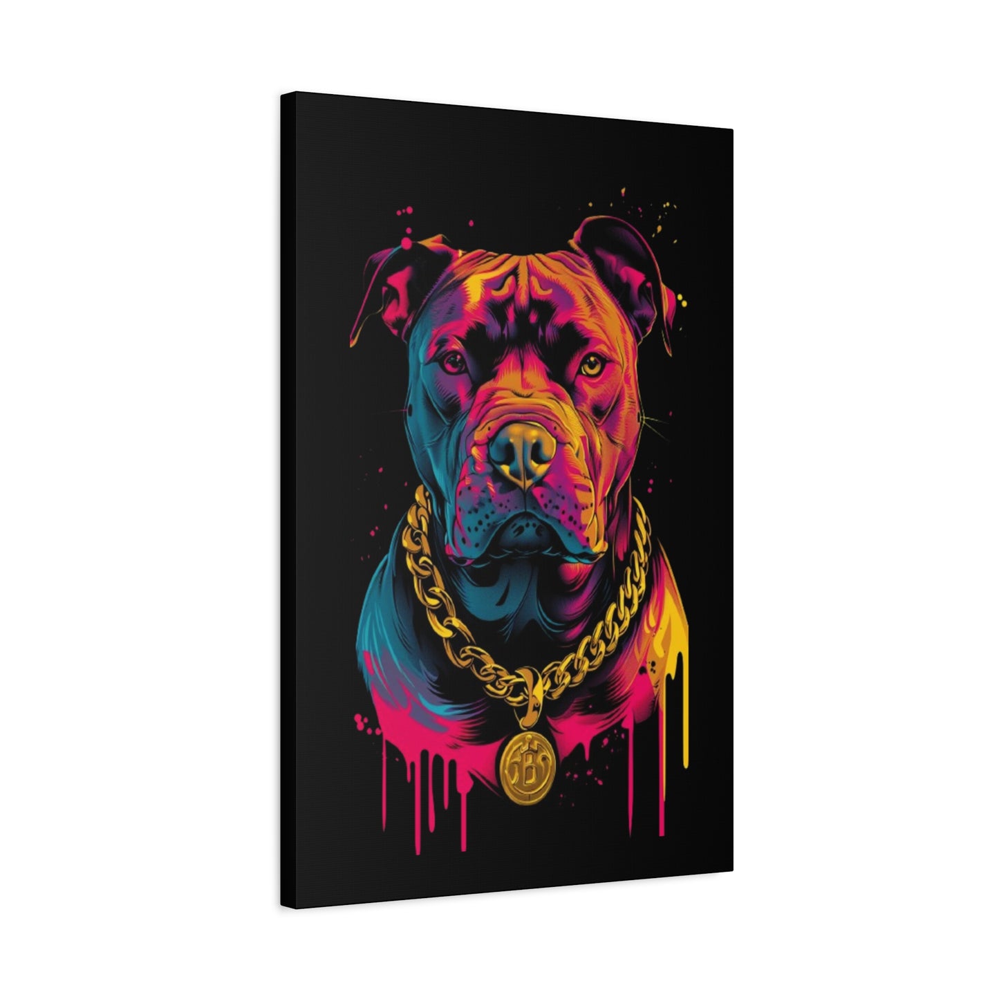 Neon Pitbull Canvas Art, Pet Lover Wall Decor, Modern Home Decor, Unique Gift for Dog Lovers, Vibrant Animal Portrait - VYBE Shop