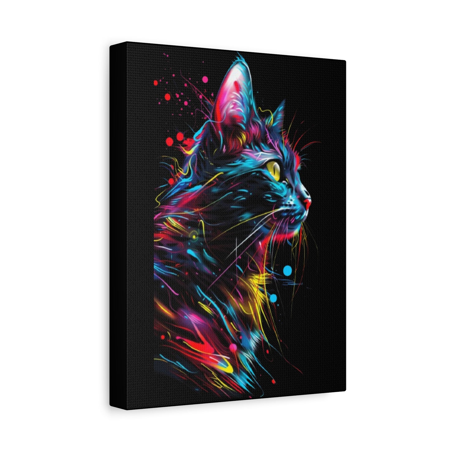 Neon Cat Design Matte Canvas Framed Print - VYBE Shop