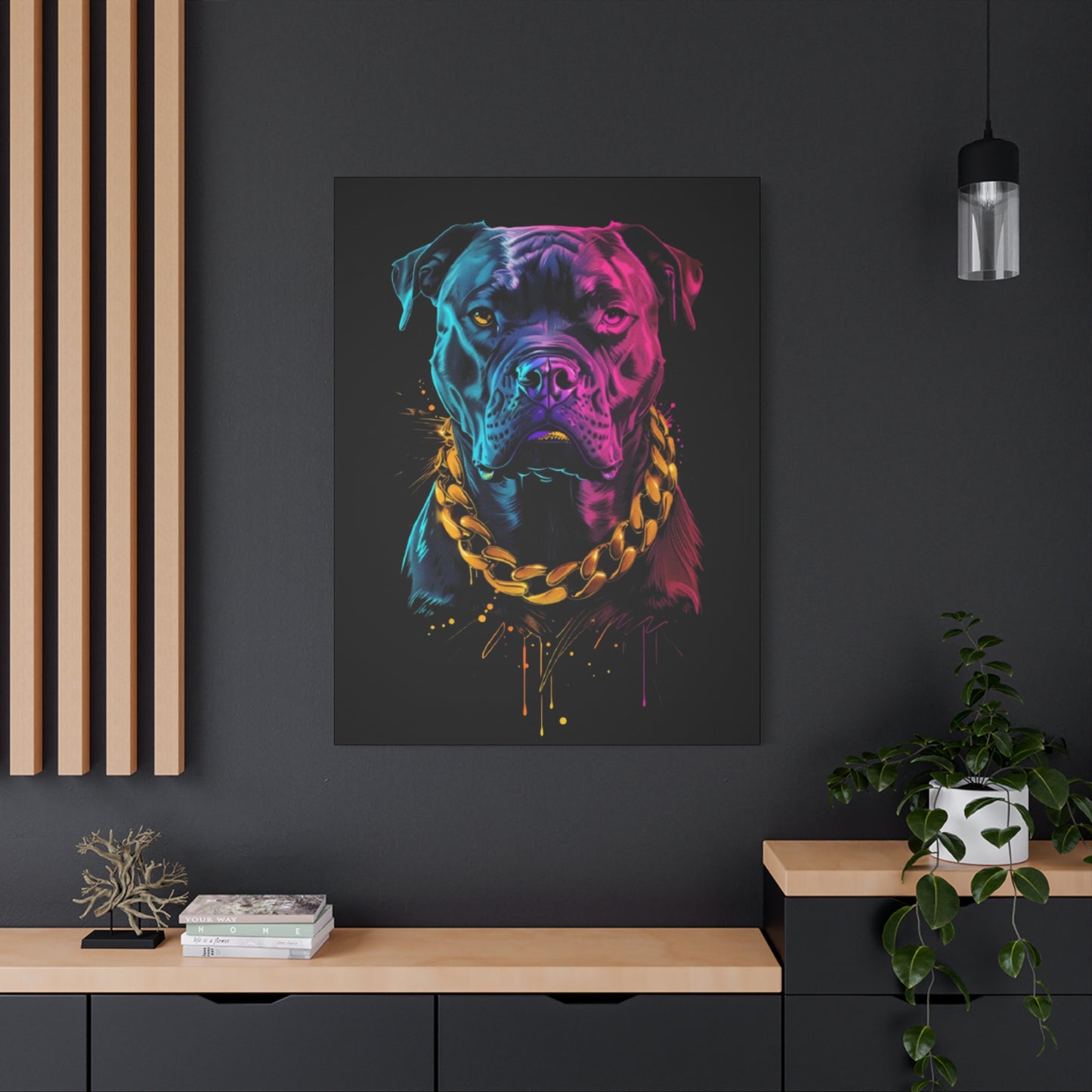 Neon Dog Portrait Canvas Print, Colorful Pet Art Wall Decor, Dog Lover Gift, Home Decoration, Unique Pet Memorial - VYBE Shop