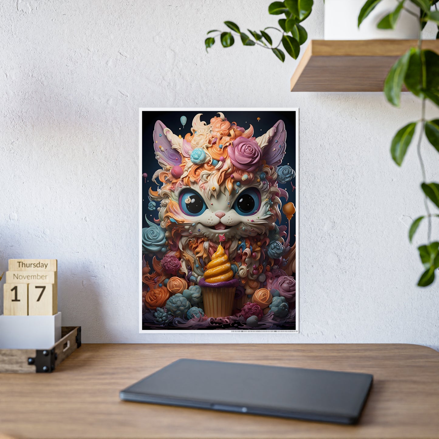 Whimsical Cat Art Print - Charming Poster for Kids Room Decor - VYBE Shop
