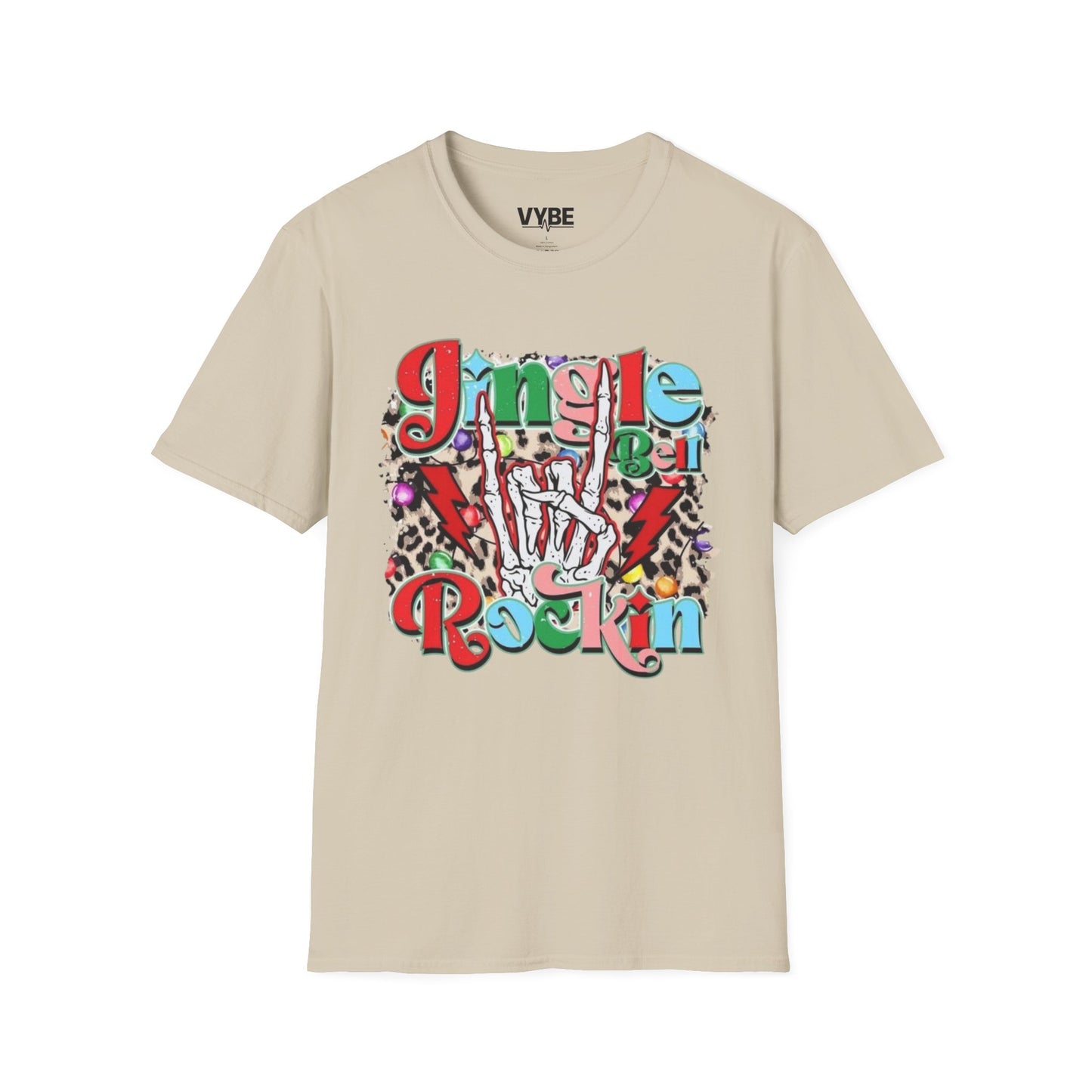 Christmas- Festive Rockin' Unisex T-Shirt Cute Edgy Skeleton Christmas Gift - VYBE Shop