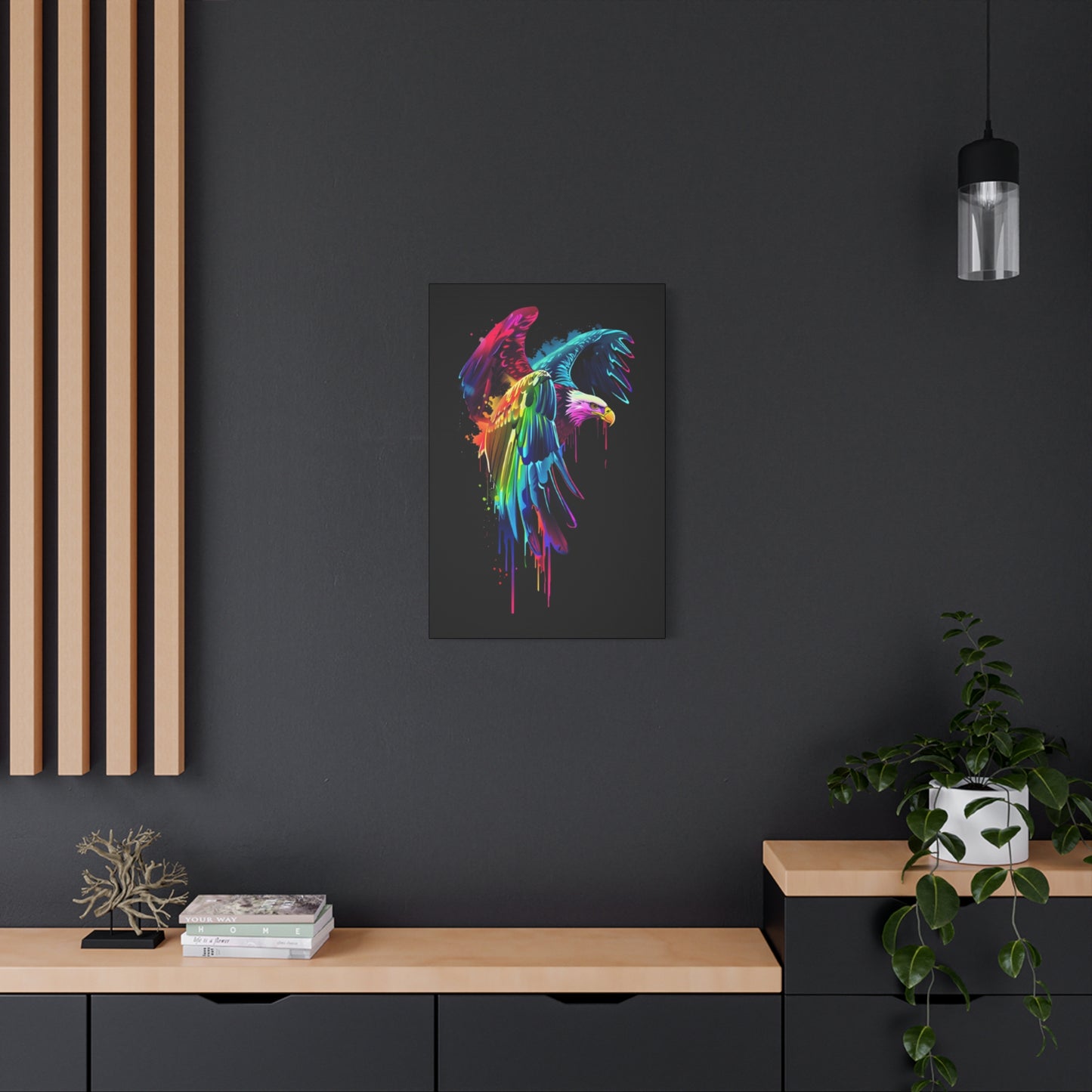 Neon Eagle Canvas Art, Colorful Wall Decor, Animal Lover Gift, Rainbow Decor, Home Sweet Home, Colorful Eagle Painting - VYBE Shop