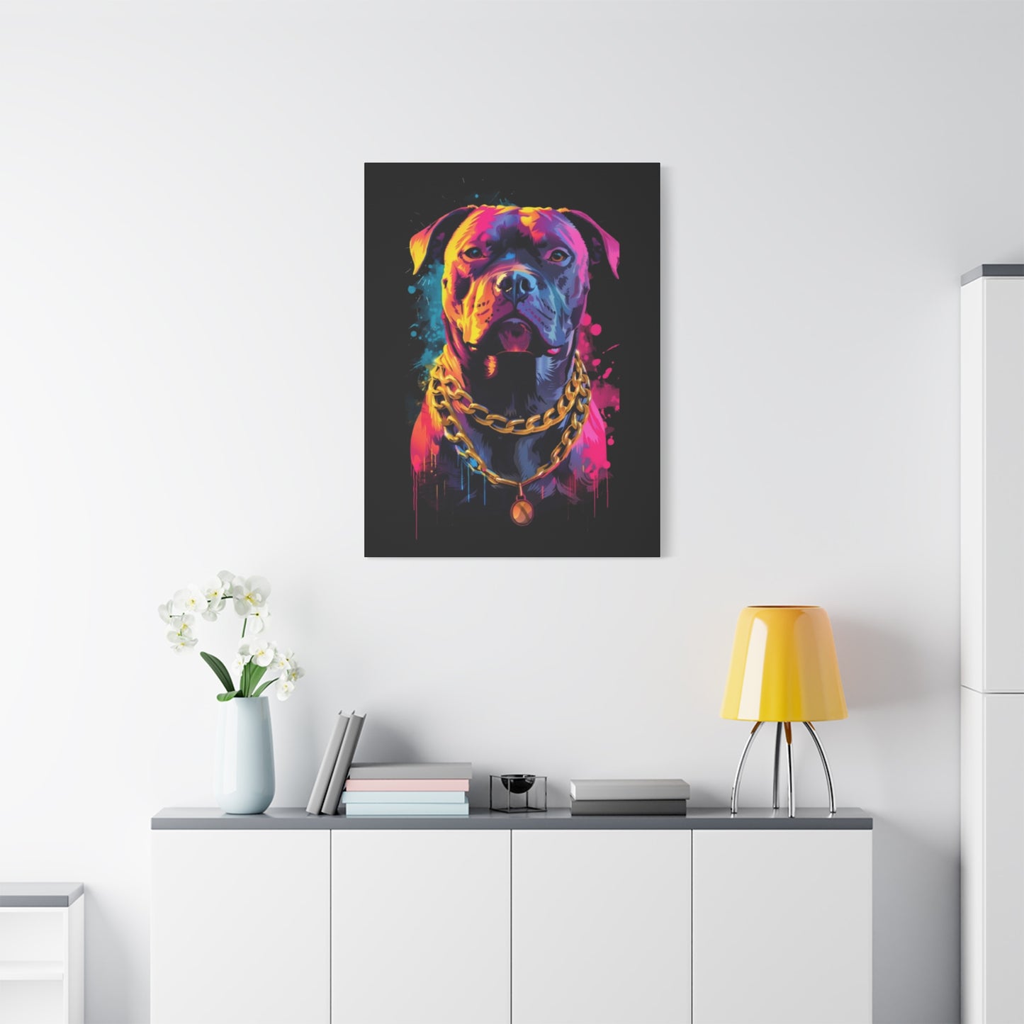 Vibrant Dog Portrait Canvas Art, Dog Lover Gift, Home Decor, Unique Wall Art, Pet Memorial Decoration, Colorful Art Print - VYBE Shop