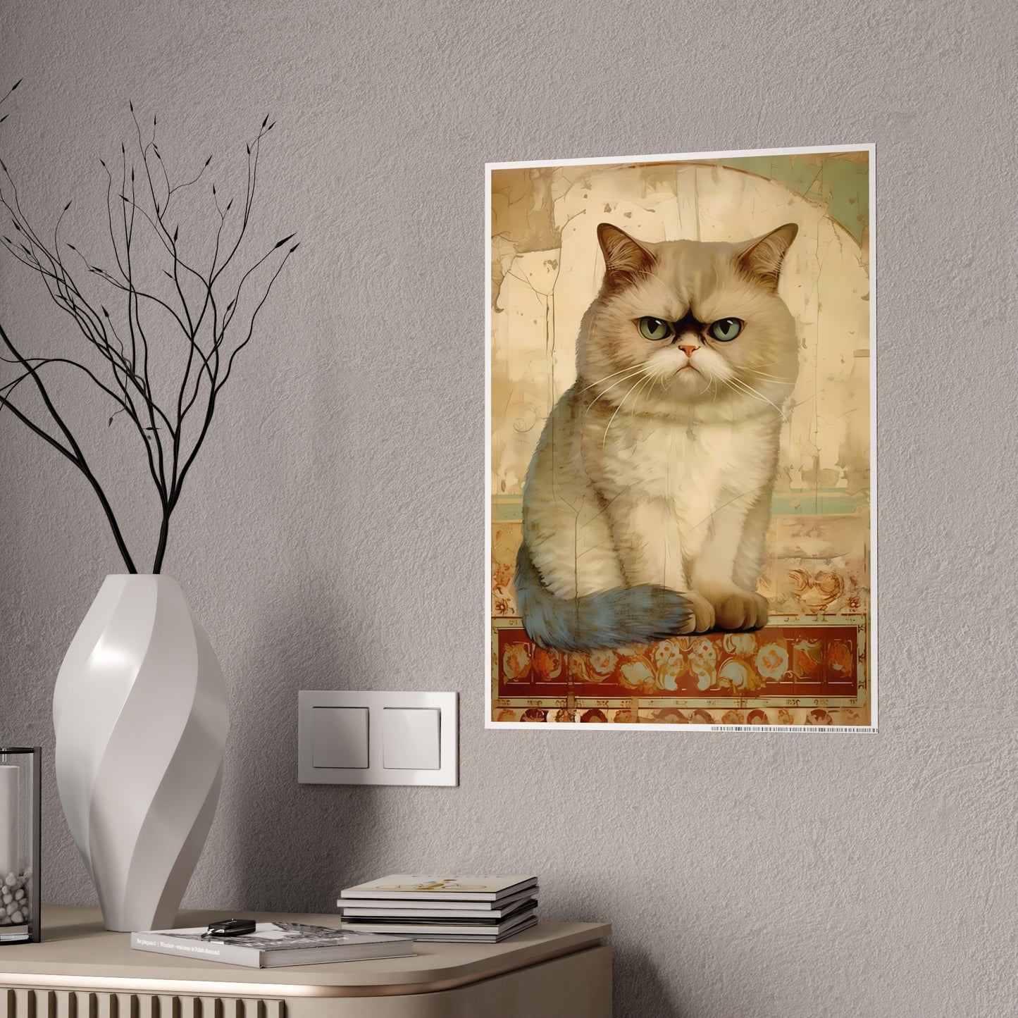 Glossy Cat Art Poster, Cat Lover Decor, Unique Cat Print - VYBE Shop