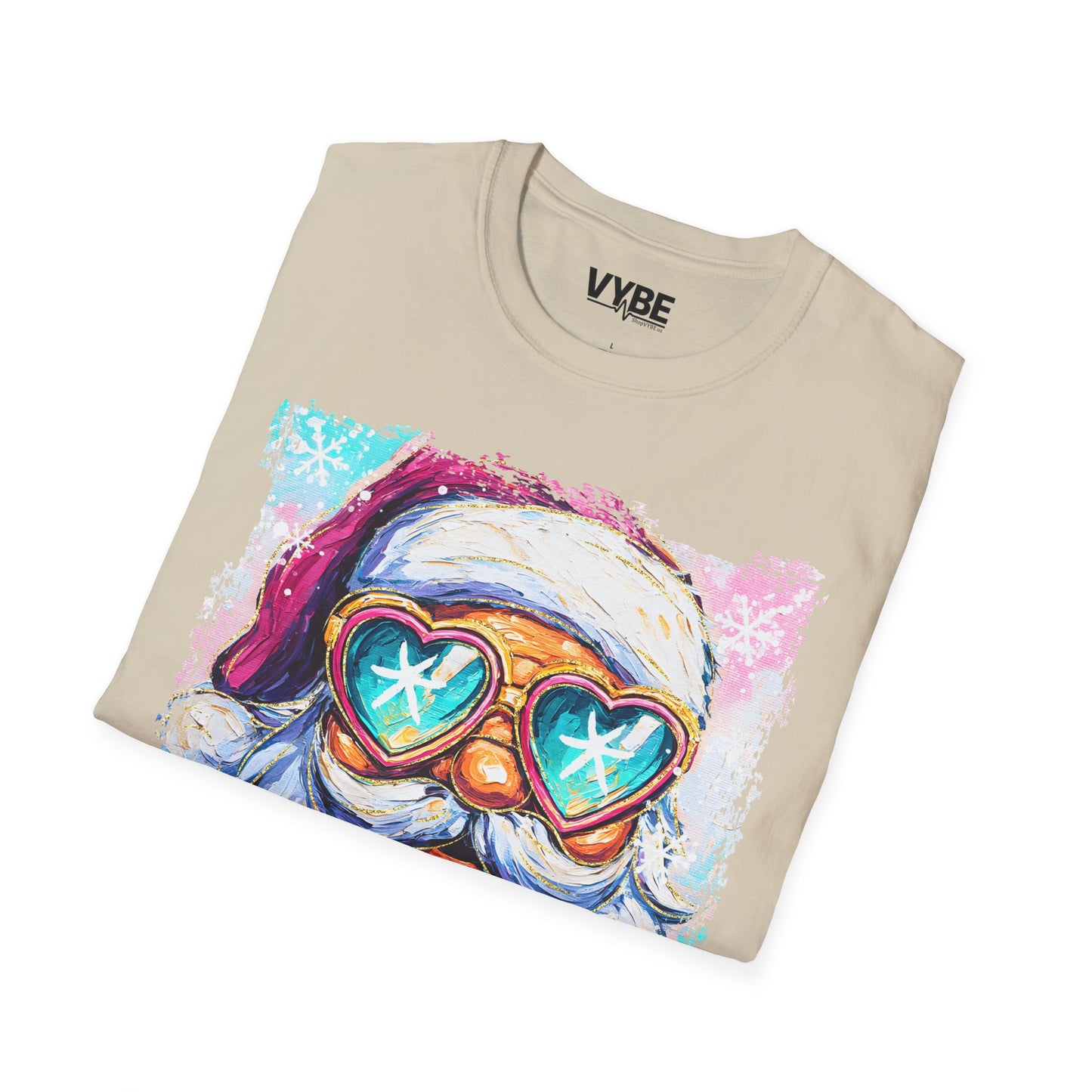 Festive Santa With Heart Glasses Tee - VYBE