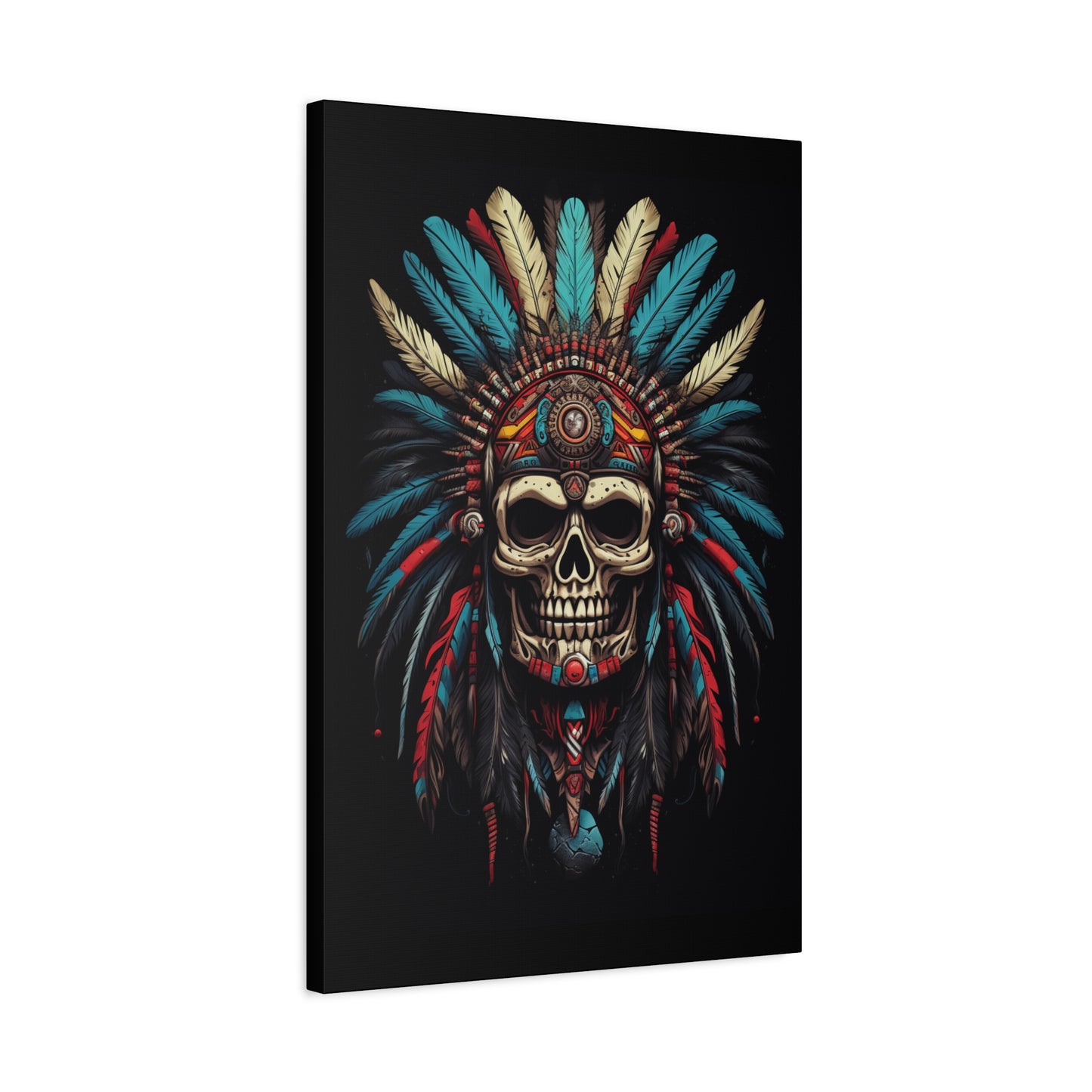 Bohemian Skull Canvas Art Print, Stretched Wall Decor, Unique Skull Artwork, Home Office Decoration, Ideal Gift for Art Lovers - VYBE Shop