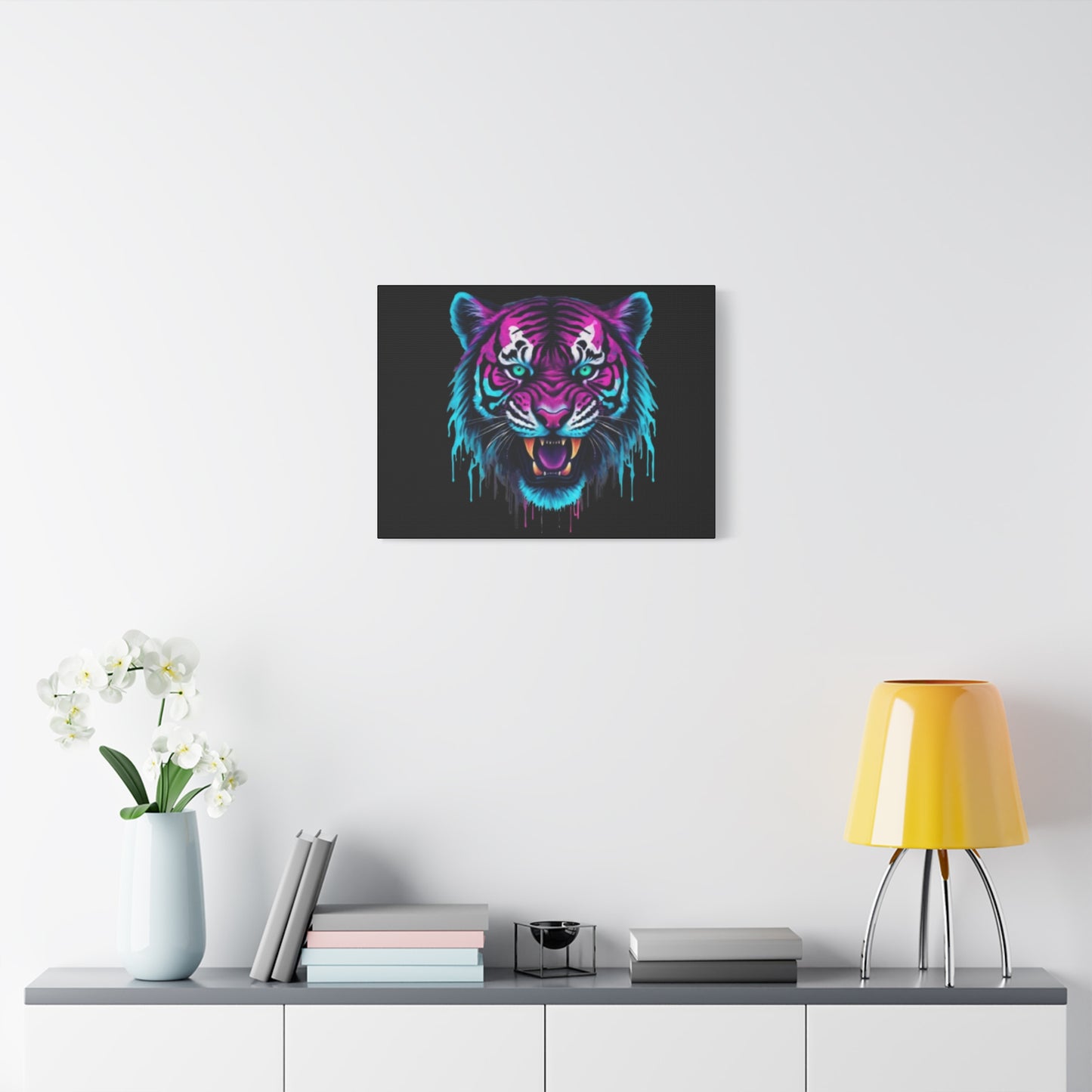 Neon Tiger Canvas Art, Wall Decor, Colorful Animal Artwork, Home Interior, Gift for Animal Lovers, Unique Wall Hanging - VYBE Shop