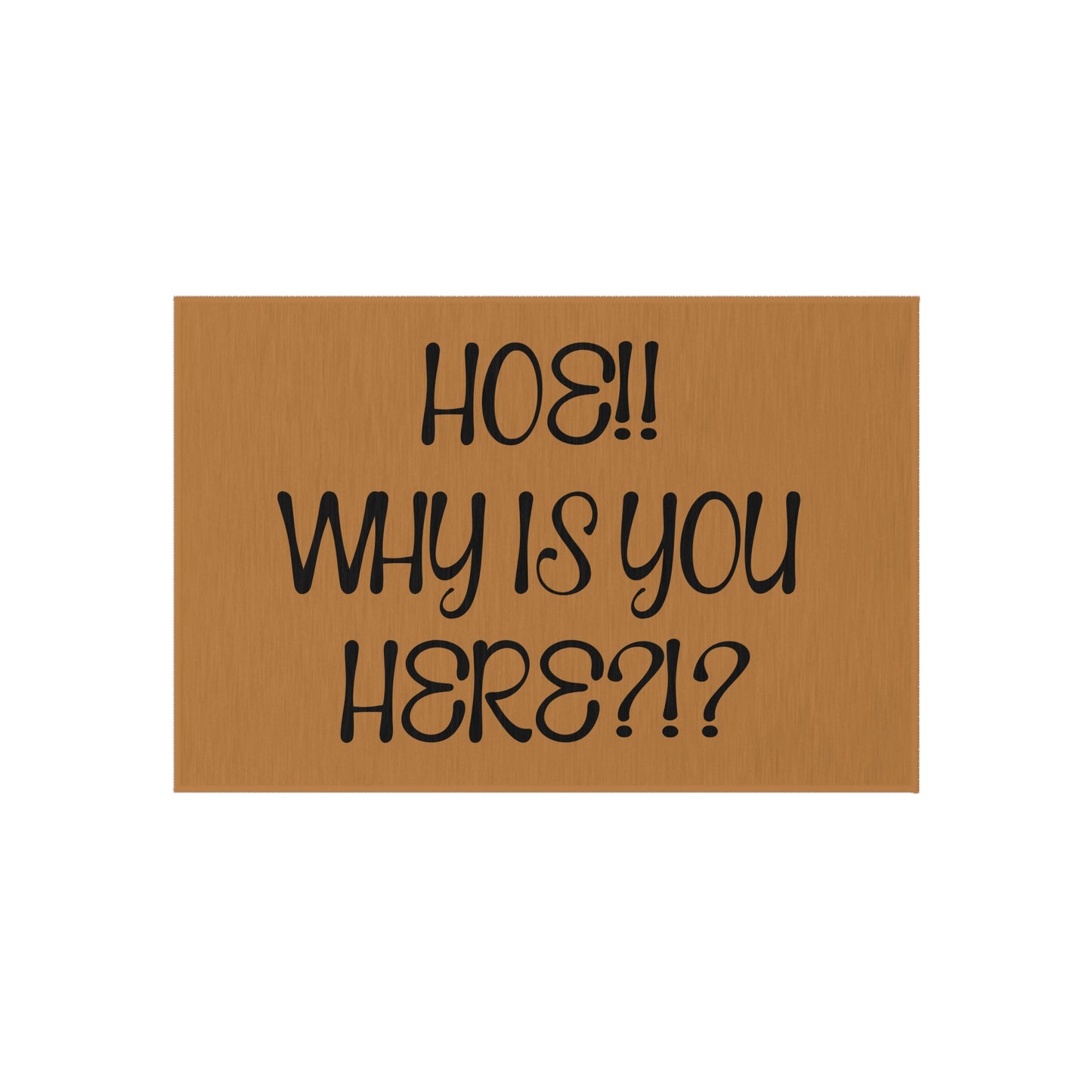 Humorous Outdoor Rug, Fun Doormat, HOE! Why is You Here? - VYBE
