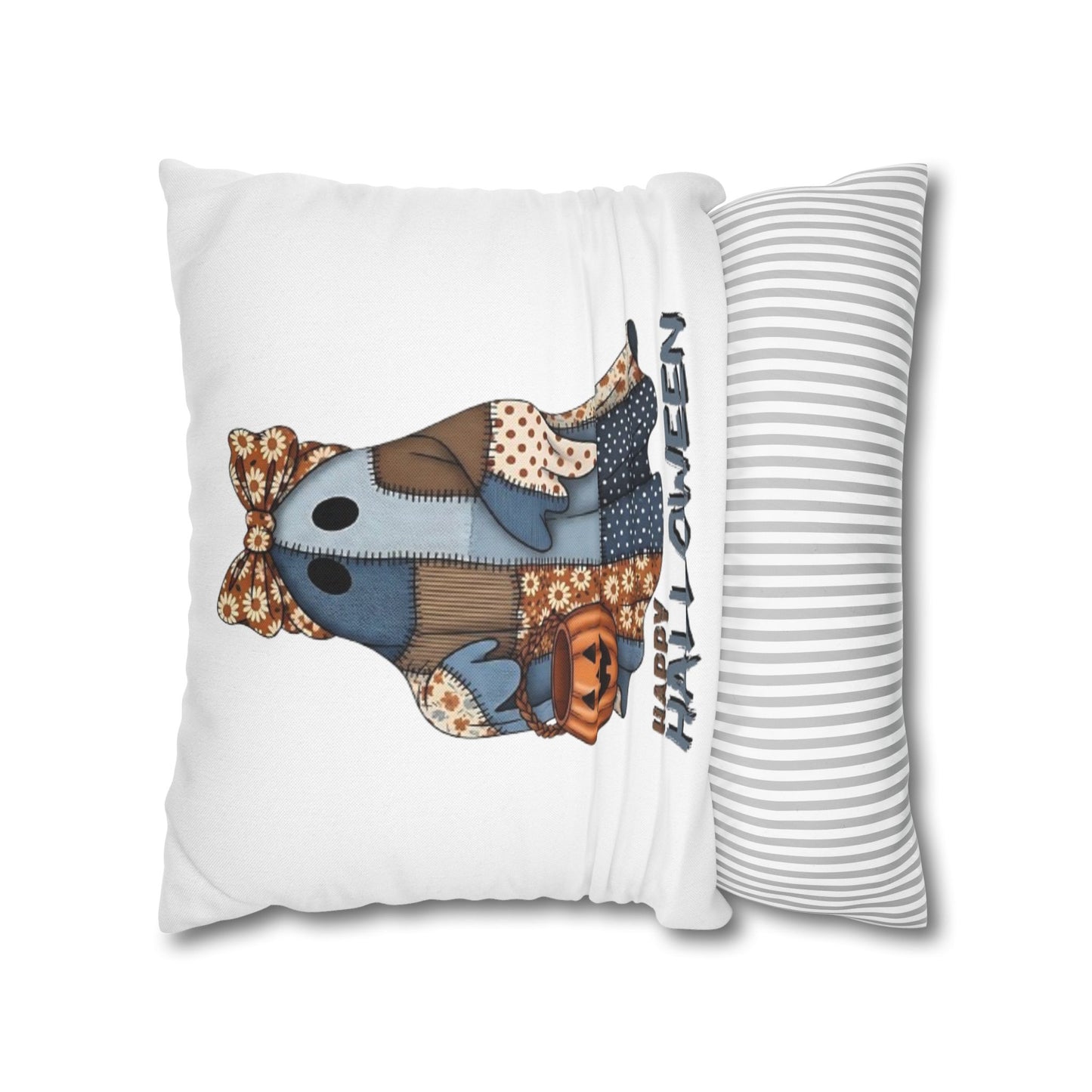 Halloween Ghost Pillowcase | Spun Polyester Cushion Cover, Fall Decor, Spooky Home, Cozy Halloween, Gift for Halloween Lovers - VYBE Shop