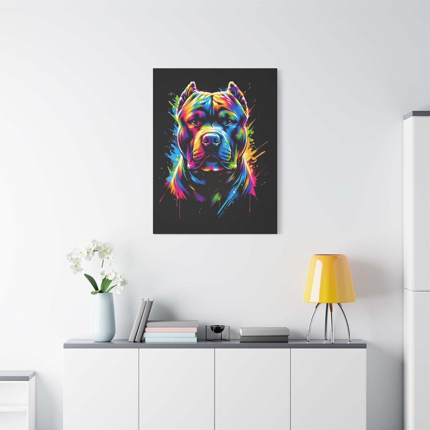 Vibrant Dog Art Canvas, Colorful Dog Portrait, Pet Lover Decoration, Home Wall Décor, Unique Gift for Dog Owners, Colorful Animal Wall Art - VYBE Shop