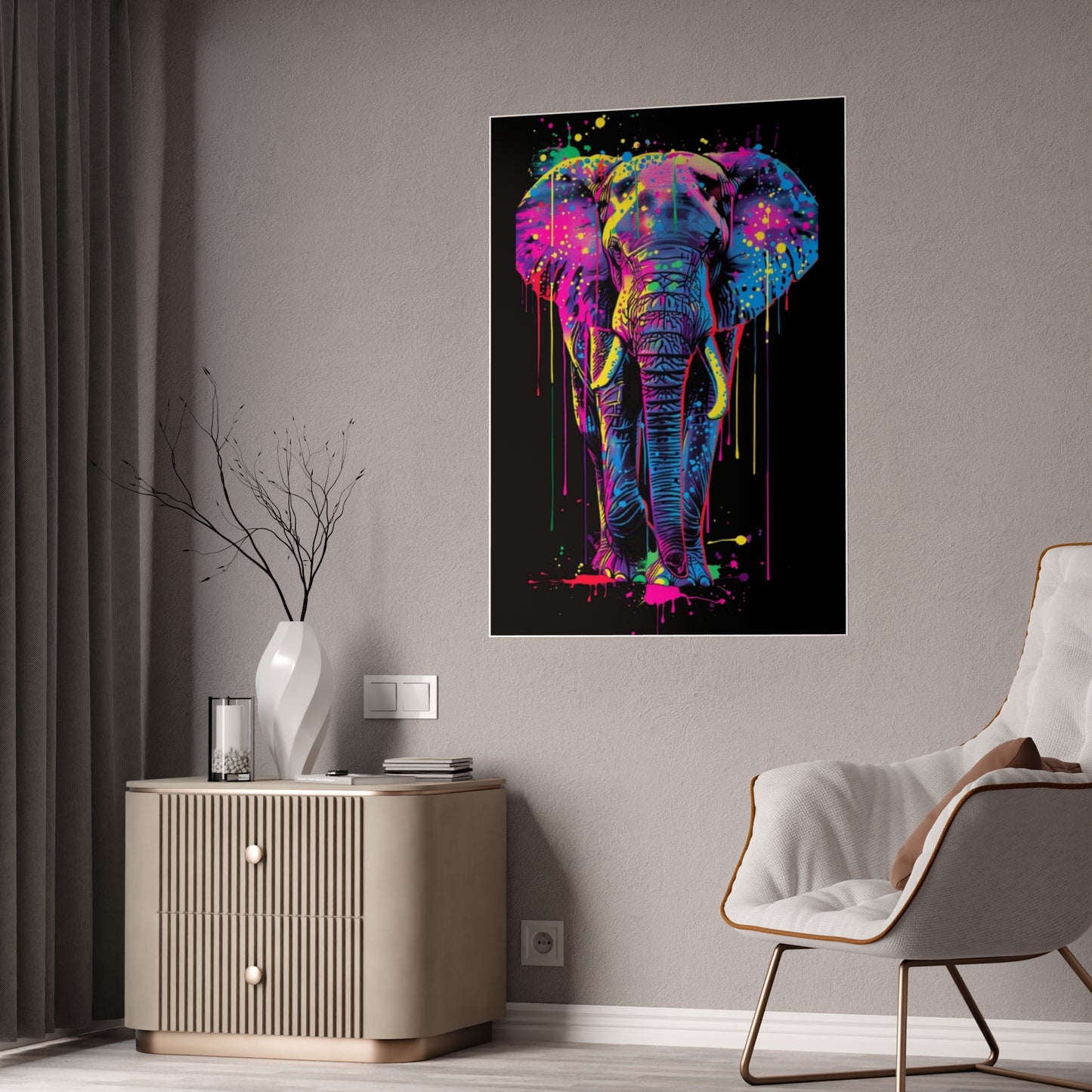 Vibrant Elephant Art Poster for Stunning Glossy Wall Decor - VYBE Shop