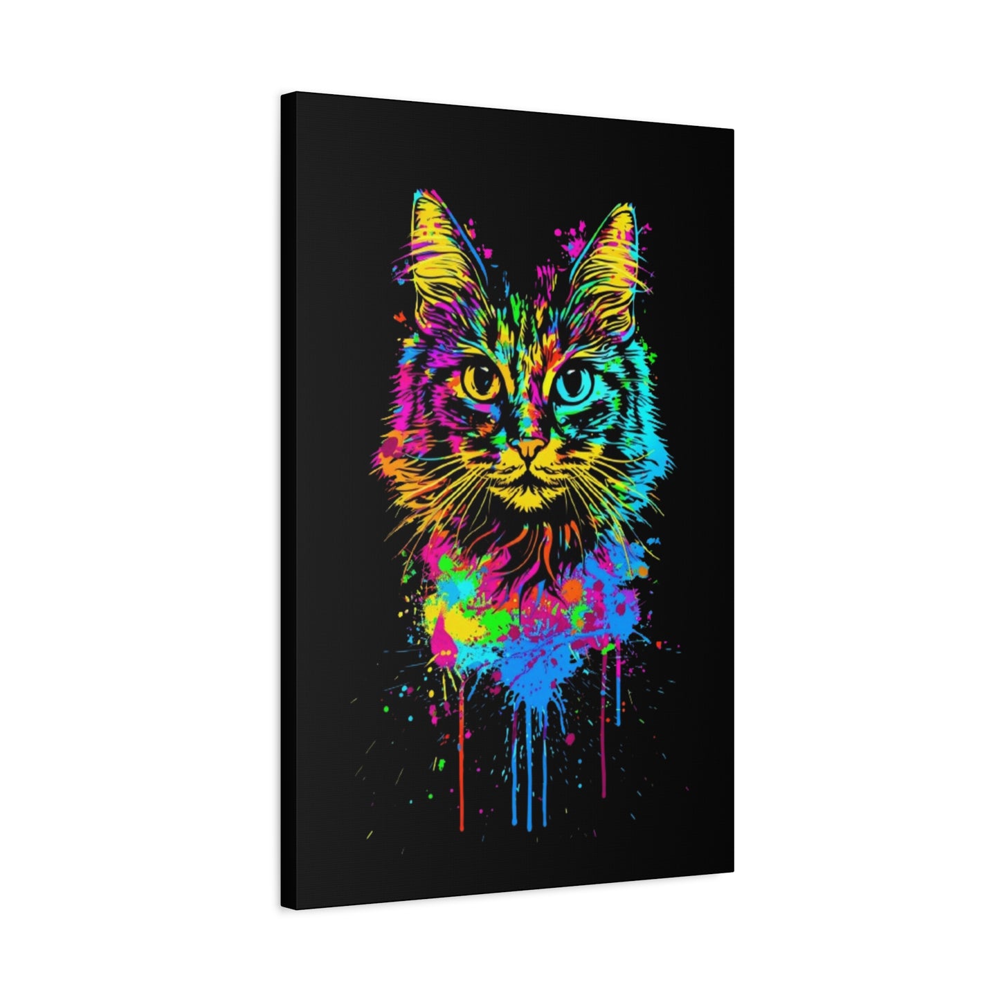 Neon Cat Design Matte Canvas Framed Print - VYBE Shop