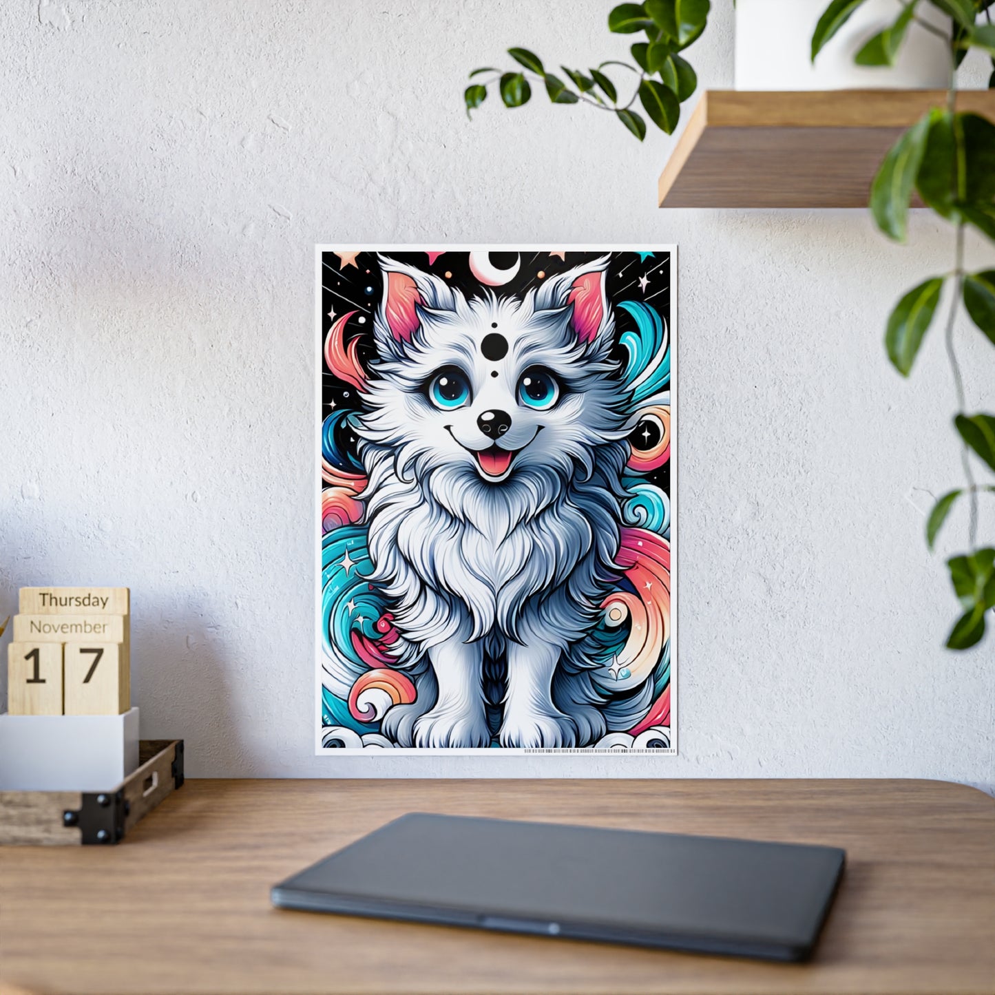 Glossy Wolf Art Poster, Colorful Animal Poster - VYBE Shop