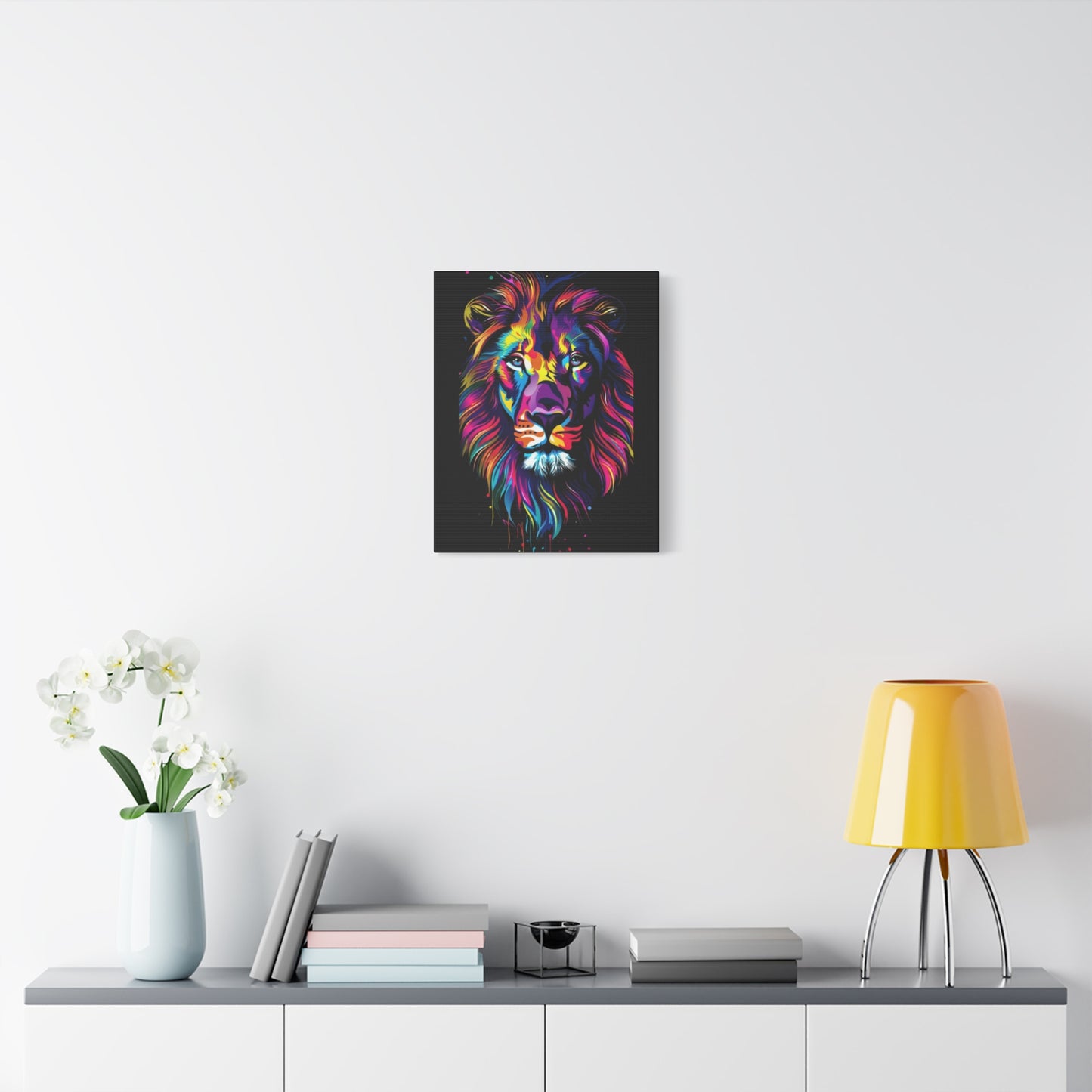 Neon Lion Art Canvas, Colorful Wall Decor, Animal Lover Gift, Home Decoration, Boho Style - VYBE Shop