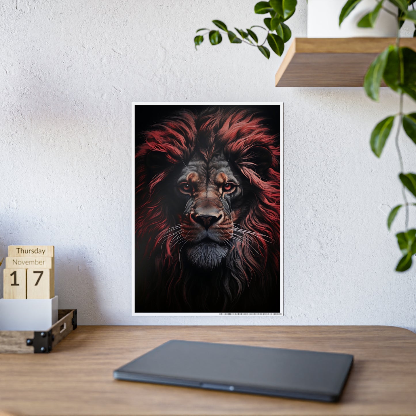 Lion Art Print Poster - Vibrant Glossy Wall Decor for Animal Lovers, Modern Home Accent, Majestic Lion Art - VYBE Shop