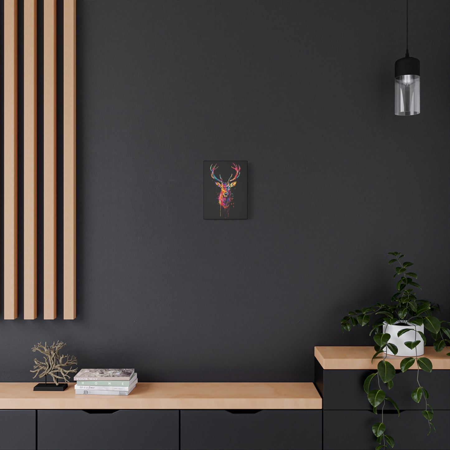 Neon Deer Design Matte Canvas Framed Print - VYBE Shop