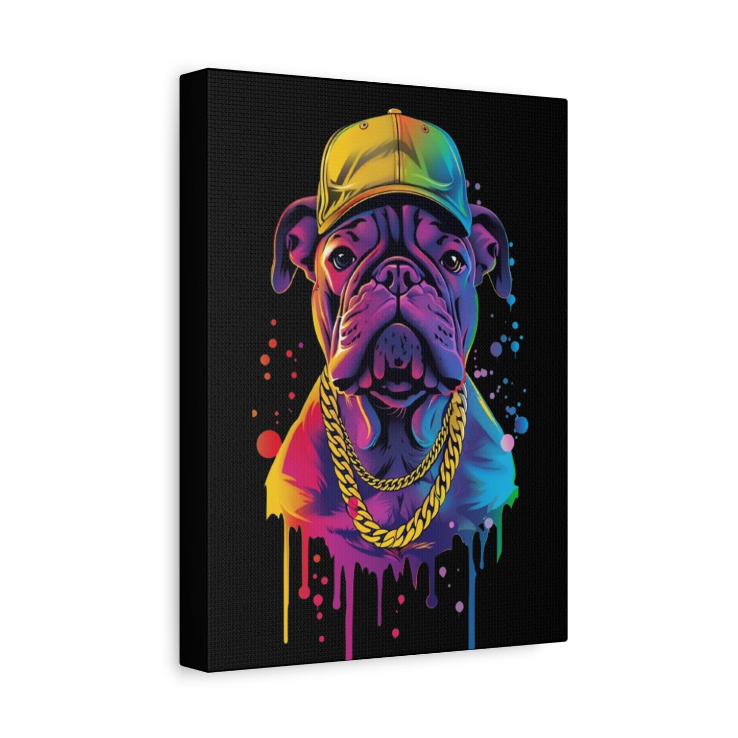 Neon Dog Portrait Canvas Art, Stretched Wall Decor, Pet Lover Gift, Funky Home Decor, Dog Themed Artwork, Unique Dog Gift - VYBE Shop