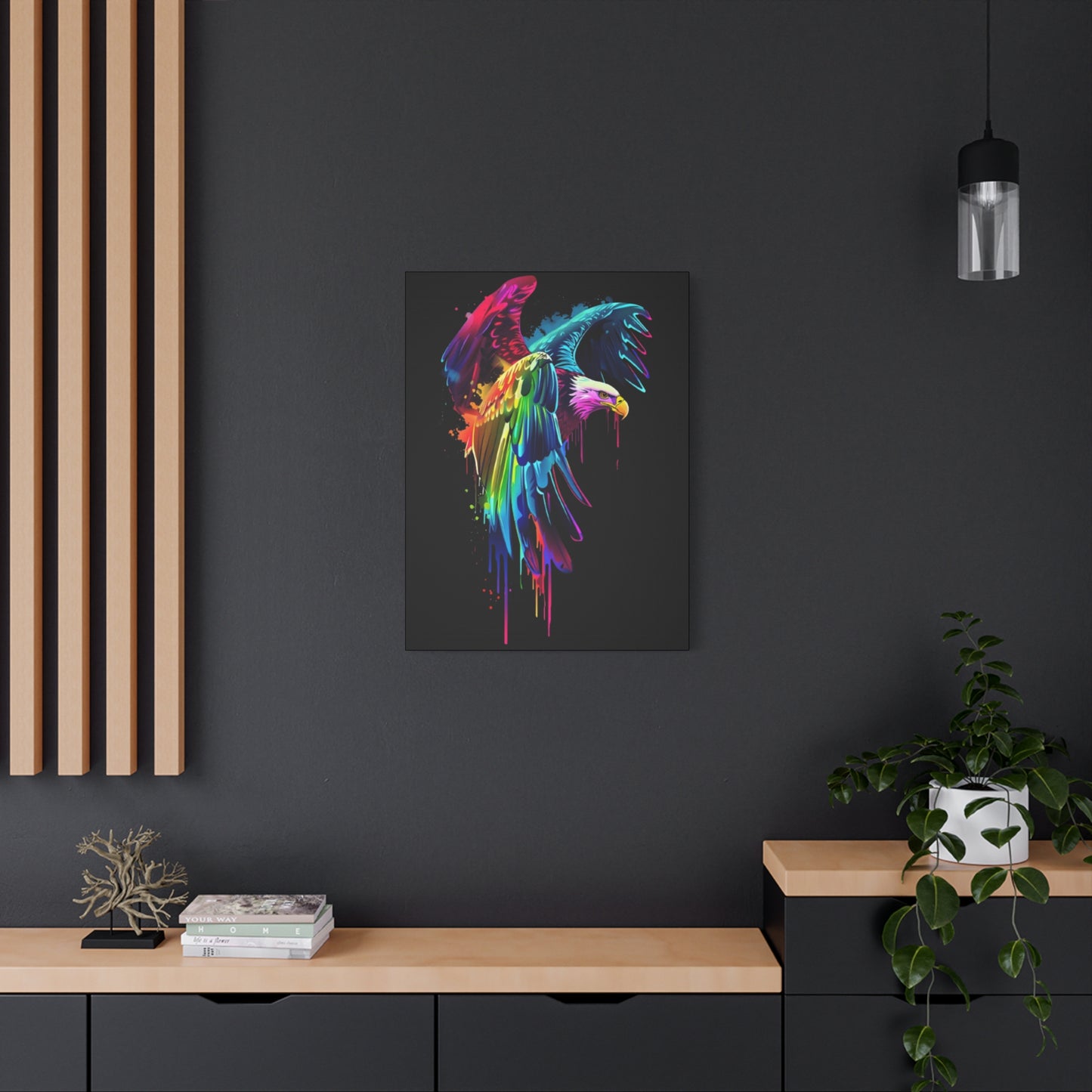 Neon Eagle Canvas Art, Colorful Wall Decor, Animal Lover Gift, Rainbow Decor, Home Sweet Home, Colorful Eagle Painting - VYBE Shop