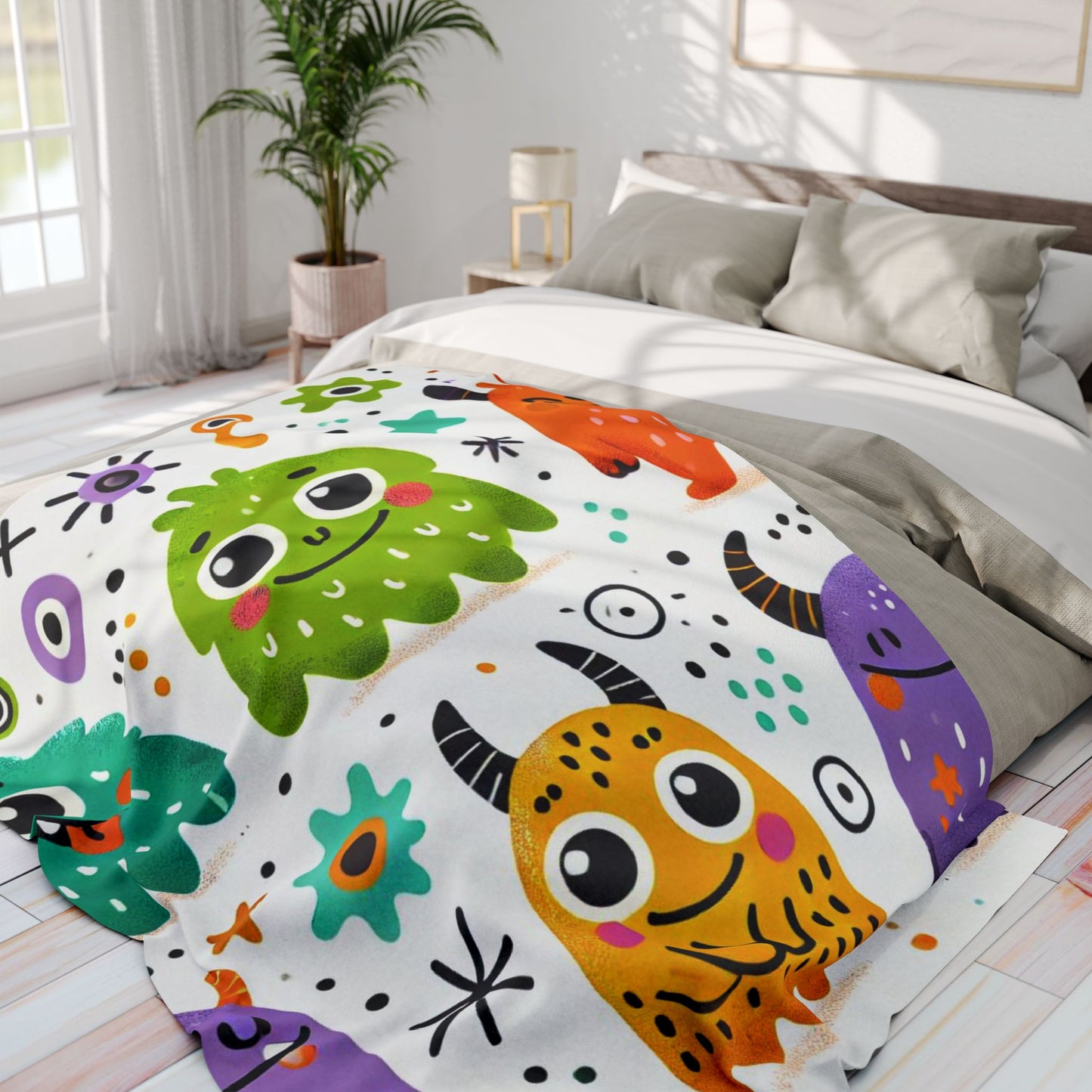 Kids Whimsical Monster Fleece Blanket