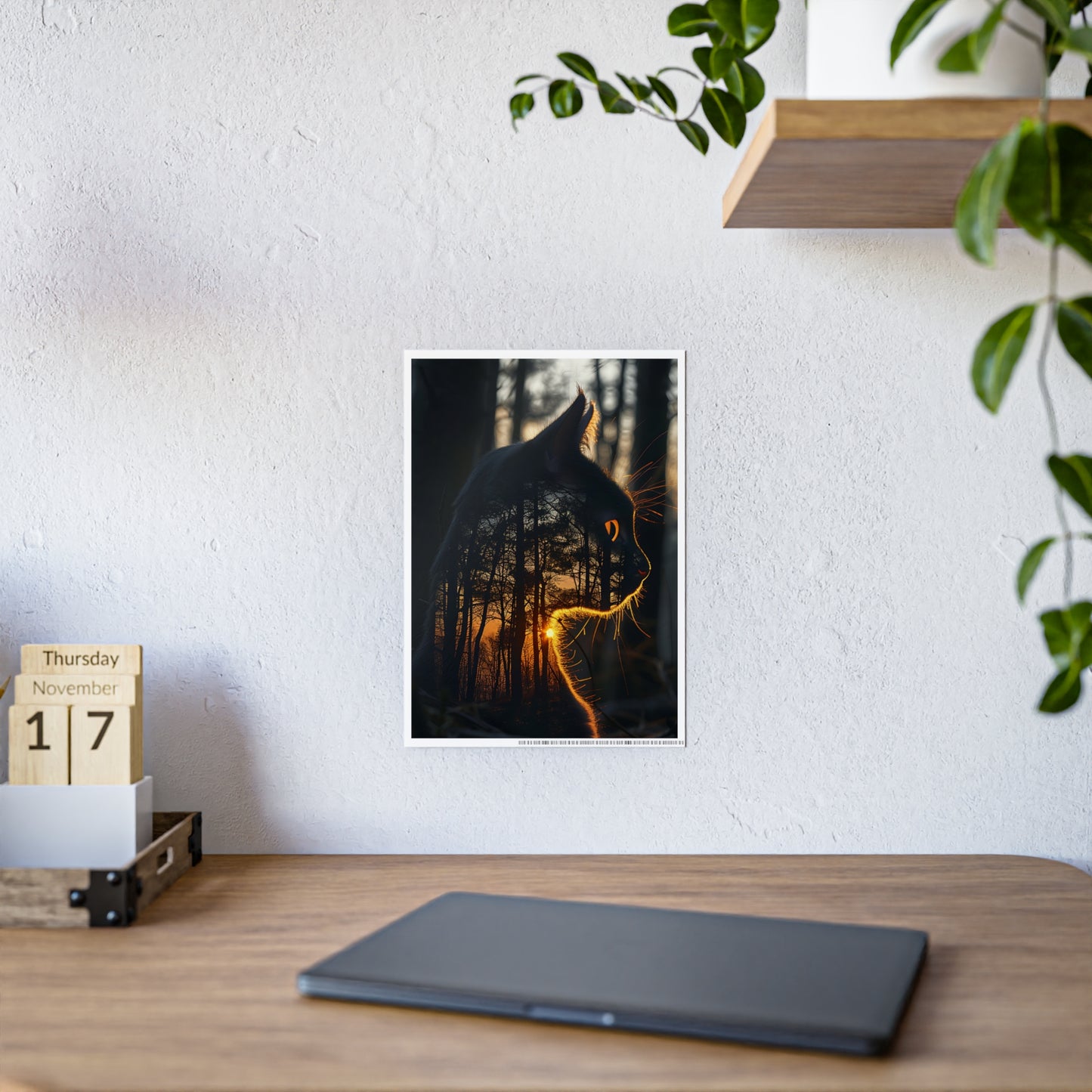 Cat Mystical Poster - Glossy Wall Art for Nature Lovers, Home Office Aesthetic, Perfect Cat Lover Gift and Animal Art Print - VYBE Shop