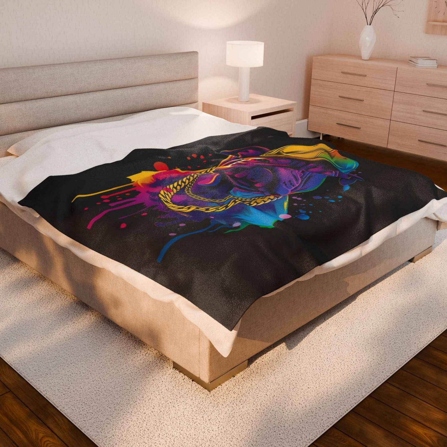 Vibrant Dog-Themed Plush Blanket