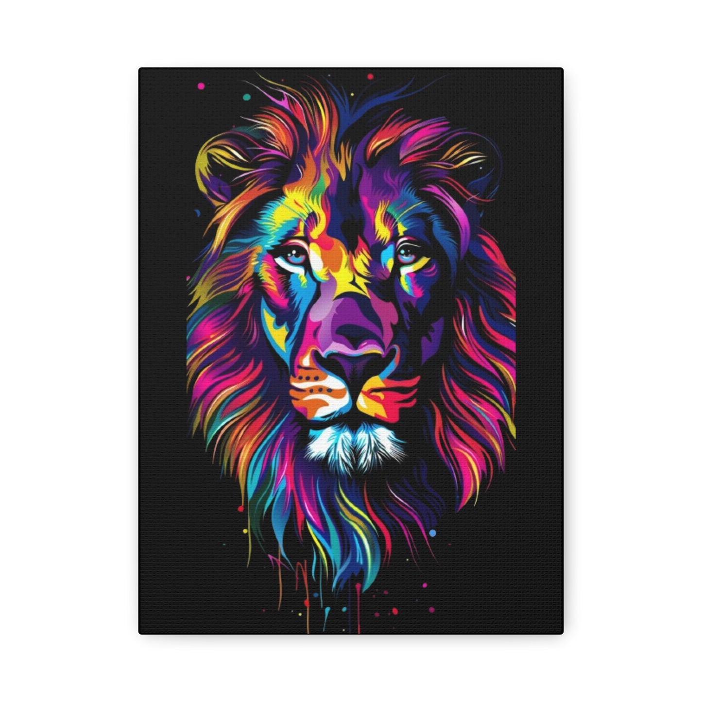 Neon Lion Art Canvas, Colorful Wall Decor, Animal Lover Gift, Home Decoration, Boho Style - VYBE Shop