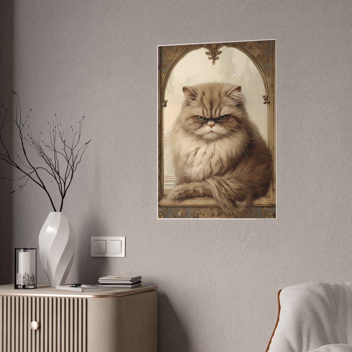 Glossy Kitty Art Poster, Cat Lover Gift, Vintage Style Poster - VYBE Shop