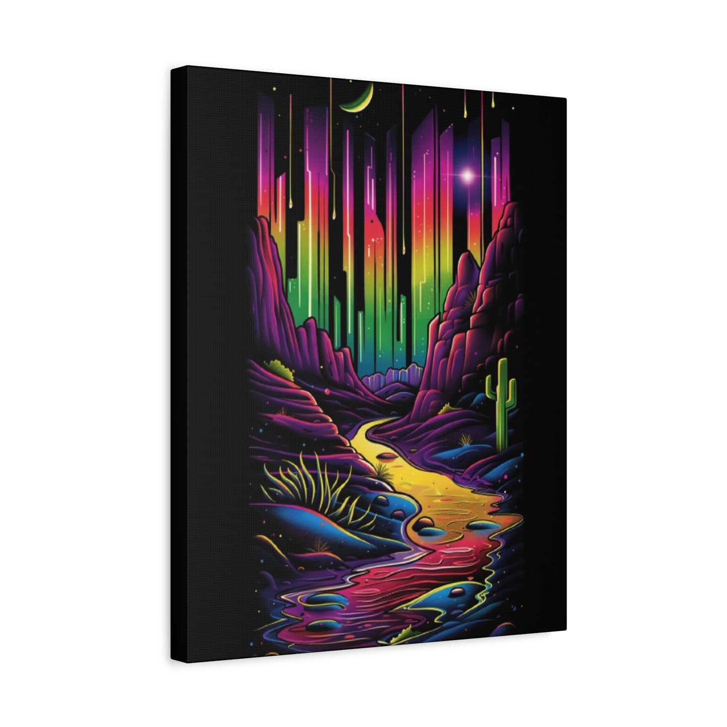 Neon Nature Canvas Art, Wall Decor, Colorful Landscape, Bohemian Home Decor, Gift for Art Lovers, Unique Wall Hanging - VYBE Shop