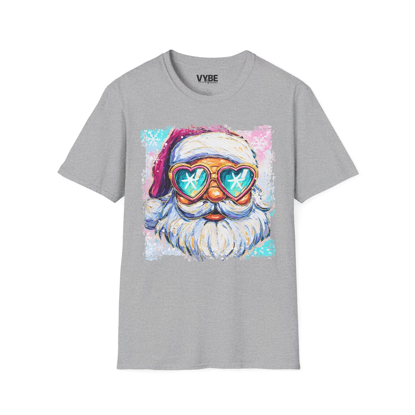 Festive Santa With Heart Glasses Tee - VYBE