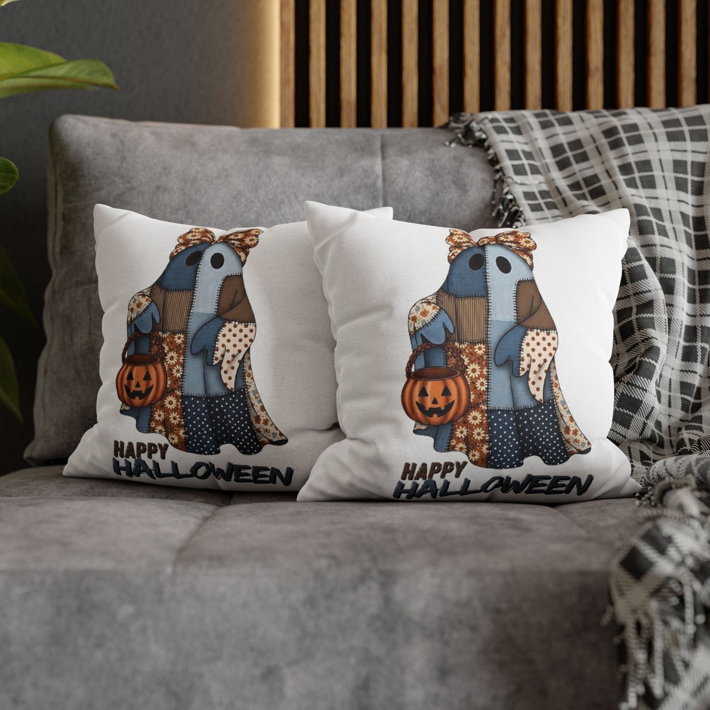 Halloween Ghost Pillowcase | Spun Polyester Cushion Cover, Fall Decor, Spooky Home, Cozy Halloween, Gift for Halloween Lovers - VYBE Shop