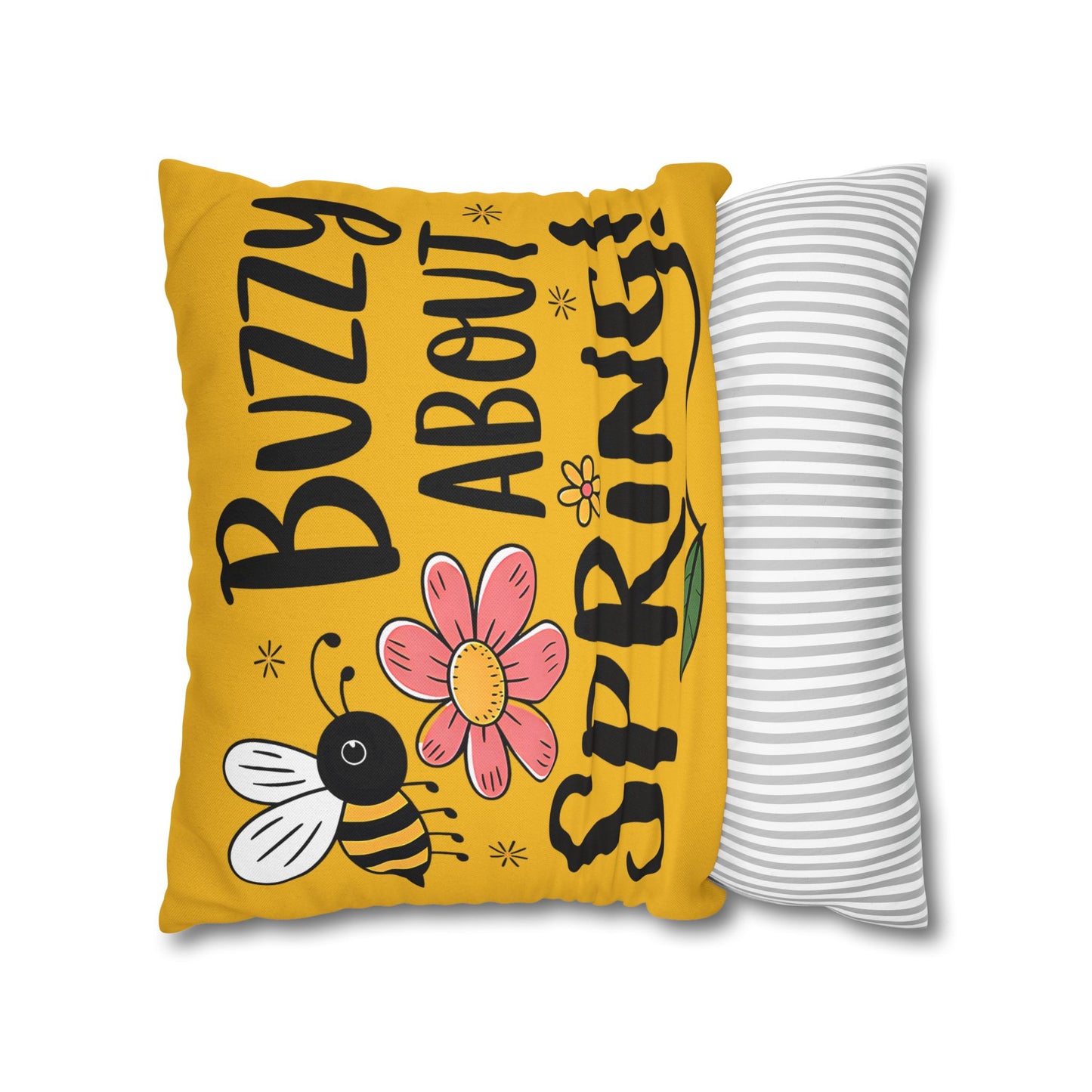 Buzzing Spring Pillowcase - Bee Themed Decorative Cushion Cover for Spring Home Decor and Floral Accent Gifts - VYBE Shop