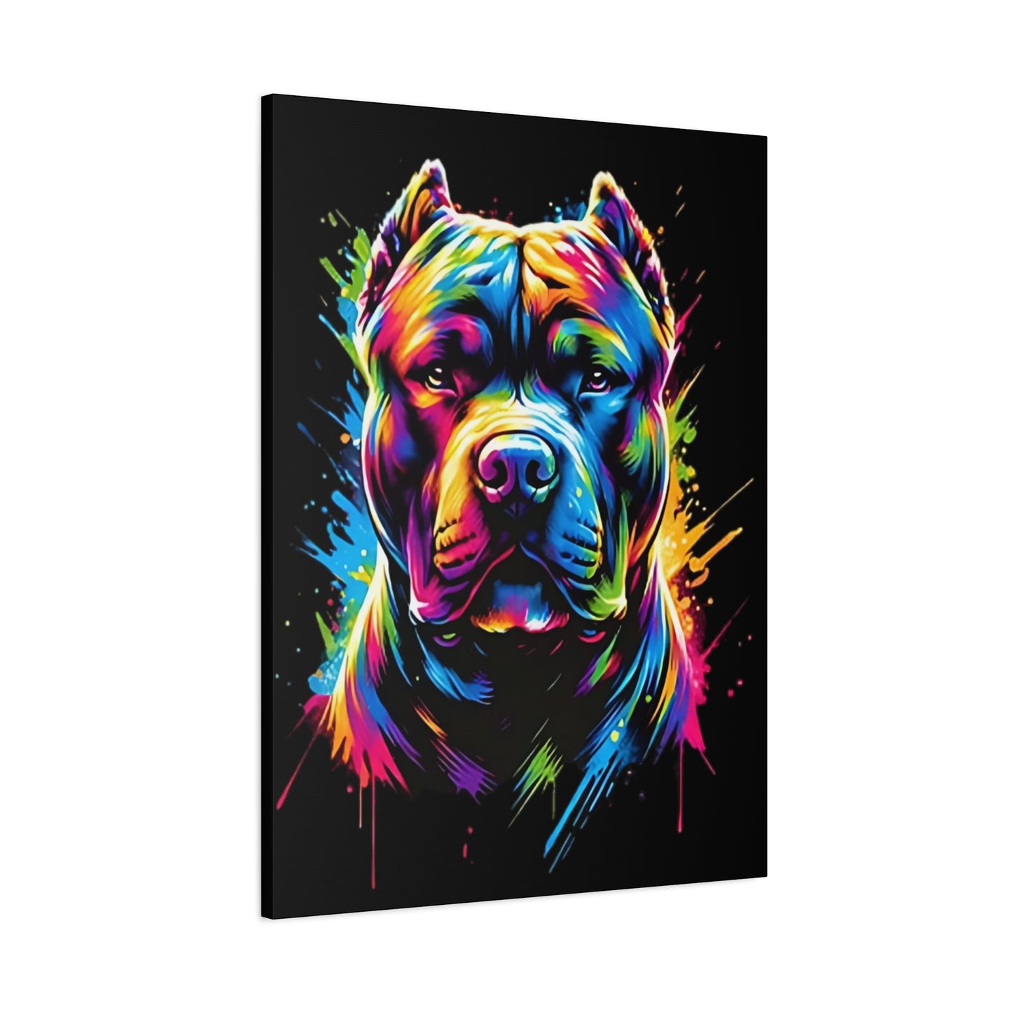 Neon Pitbull Canvas Art Print | Pet Lover Wall Decor, Dog Decor, Home Art, Gift for Dog Owners, Vibrant Animal Wall Art - VYBE Shop
