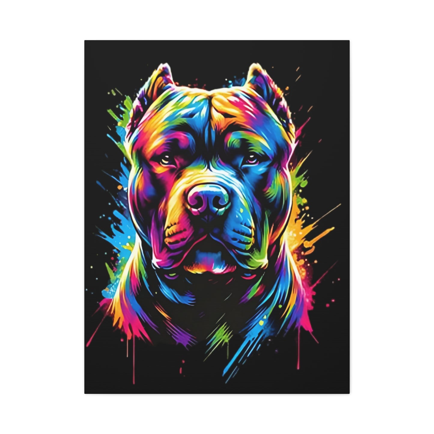Neon Pitbull Canvas Art Print | Pet Lover Wall Decor, Dog Decor, Home Art, Gift for Dog Owners, Vibrant Animal Wall Art - VYBE Shop