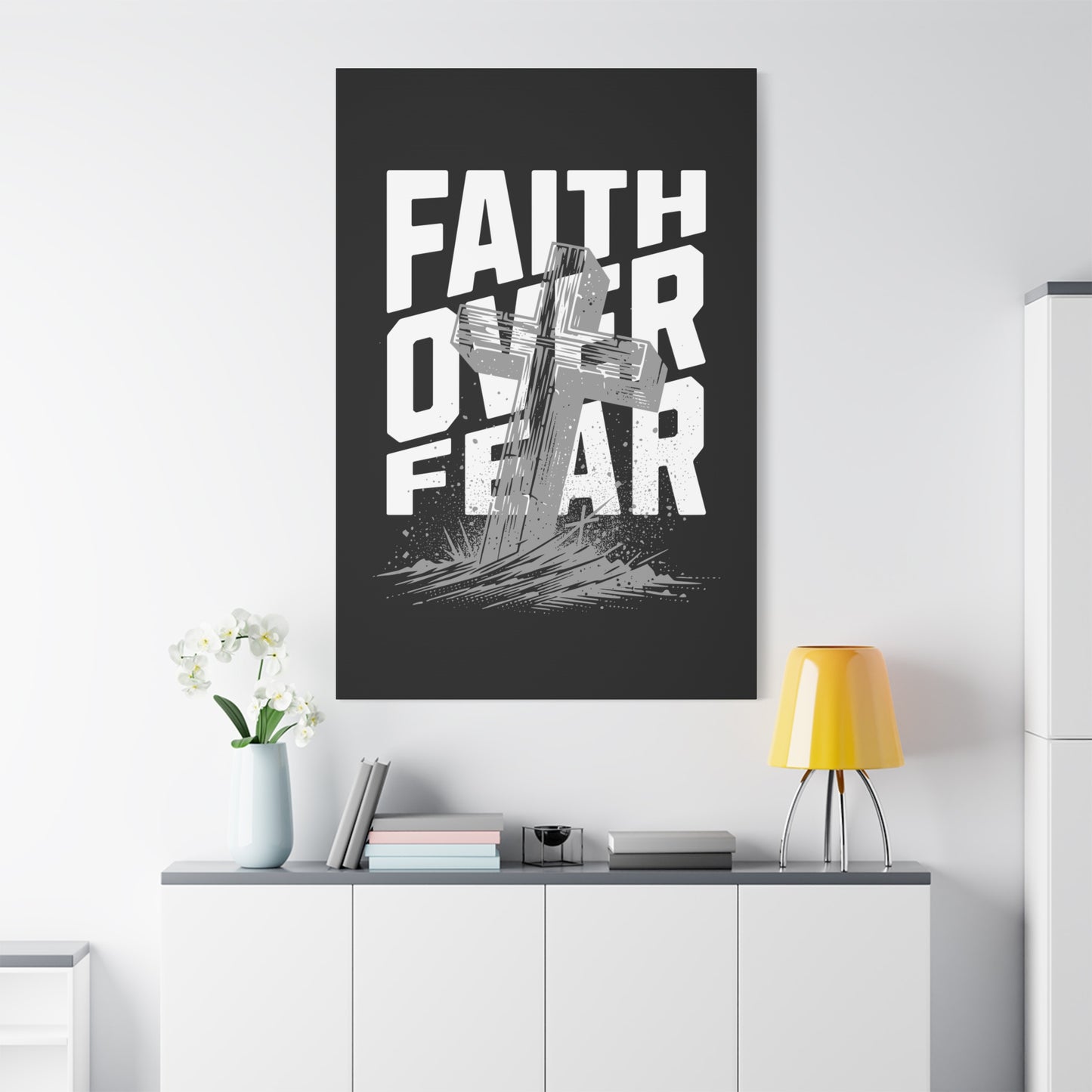 Religion- Faith Over Fear Canvas Print, Inspirational Wall Art, Religious Home Decor - VYBE Shop