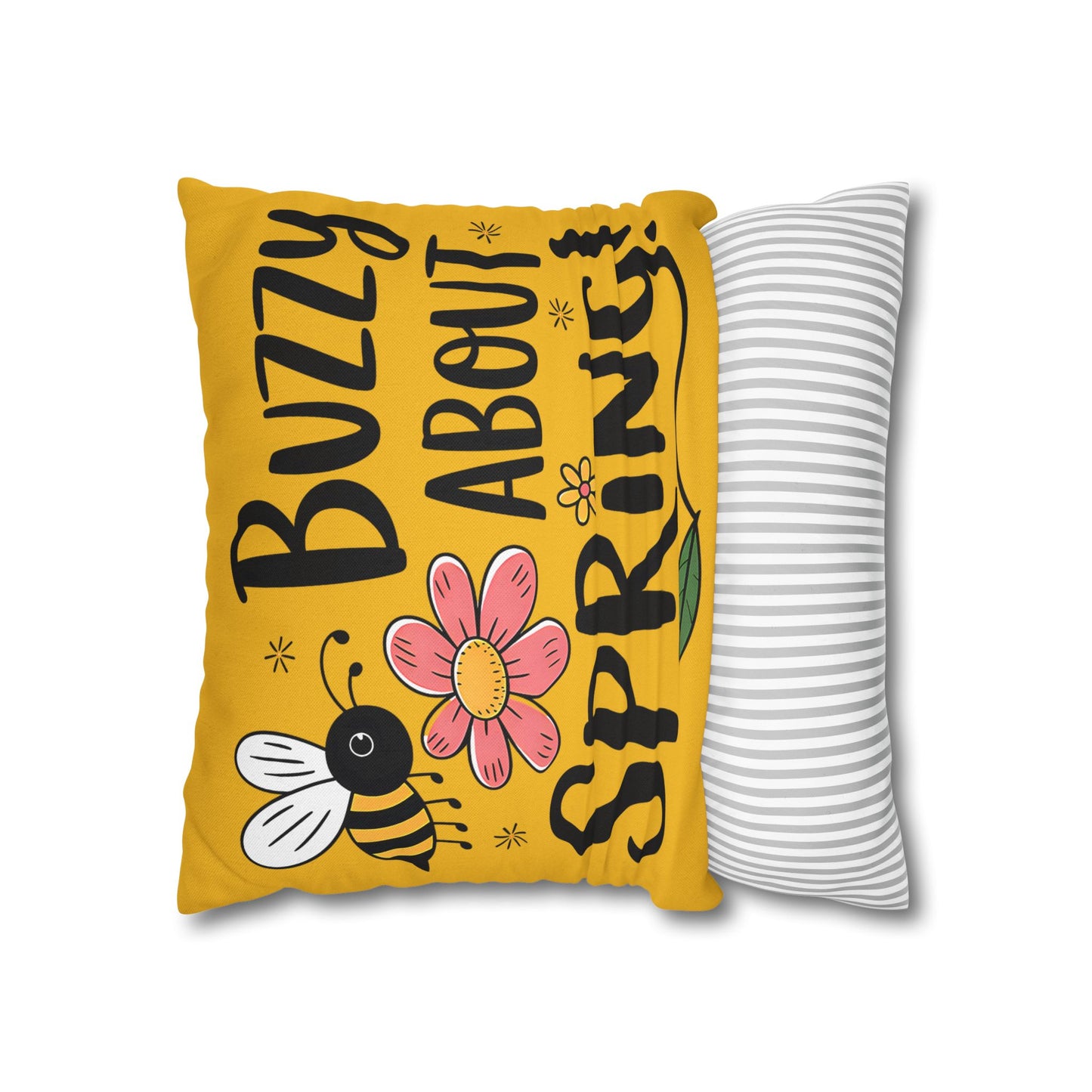 Buzzing Spring Pillowcase - Bee Themed Decorative Cushion Cover for Spring Home Decor and Floral Accent Gifts - VYBE Shop