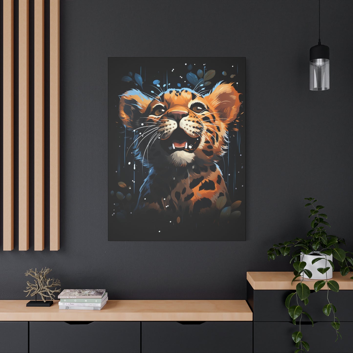 Whimsical Canvas Art, Cute Leopard Wall Decor, Animal Lover Gift, Kids Room Wall Art, Safari Theme Decor - VYBE Shop