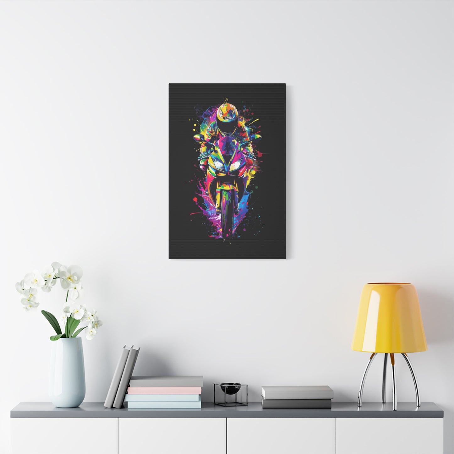 Neon Motorcycle Canvas Art, Perfect for Bikers, Home Decor, Gifts for Riders, Colorful Wall Art, Bike Lover's Gift - VYBE Shop