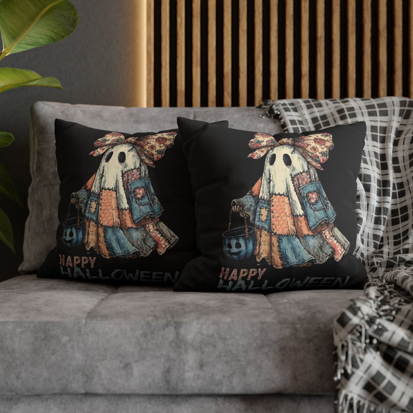 Halloween Ghost Pillowcase, Decorative Cushion Cover, Spooky Home Decor, Fall Gift, Cozy Halloween Accent, Autumn Decoration - VYBE Shop
