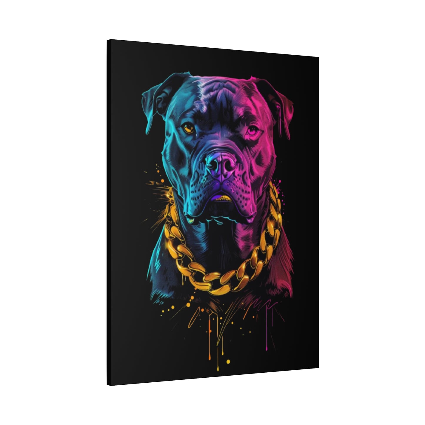 Neon Dog Portrait Canvas Print, Colorful Pet Art Wall Decor, Dog Lover Gift, Home Decoration, Unique Pet Memorial - VYBE Shop