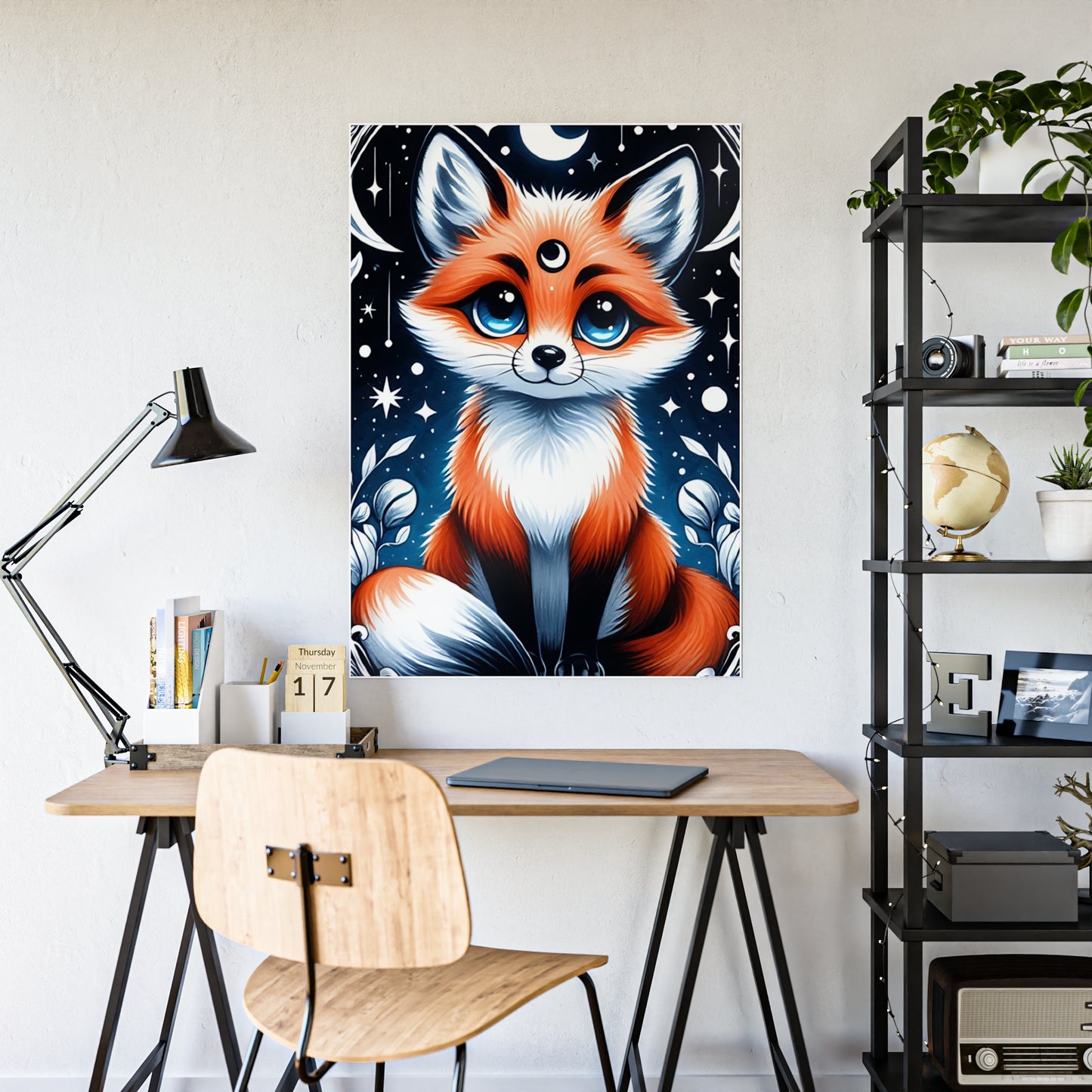 Glossy Fox Art Poster, Cute Animal Poster - VYBE Shop
